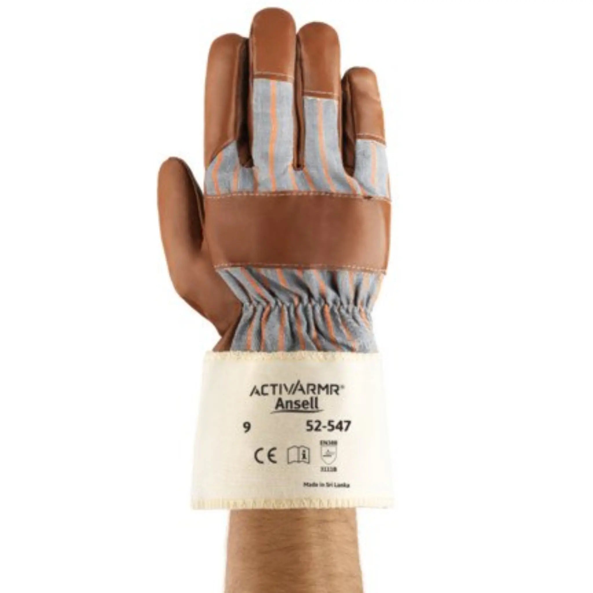 Ansell ActivArmr 52-547 Jersey-Lined Work Gloves with Nitrile Coating, Brown, 1 Pair 