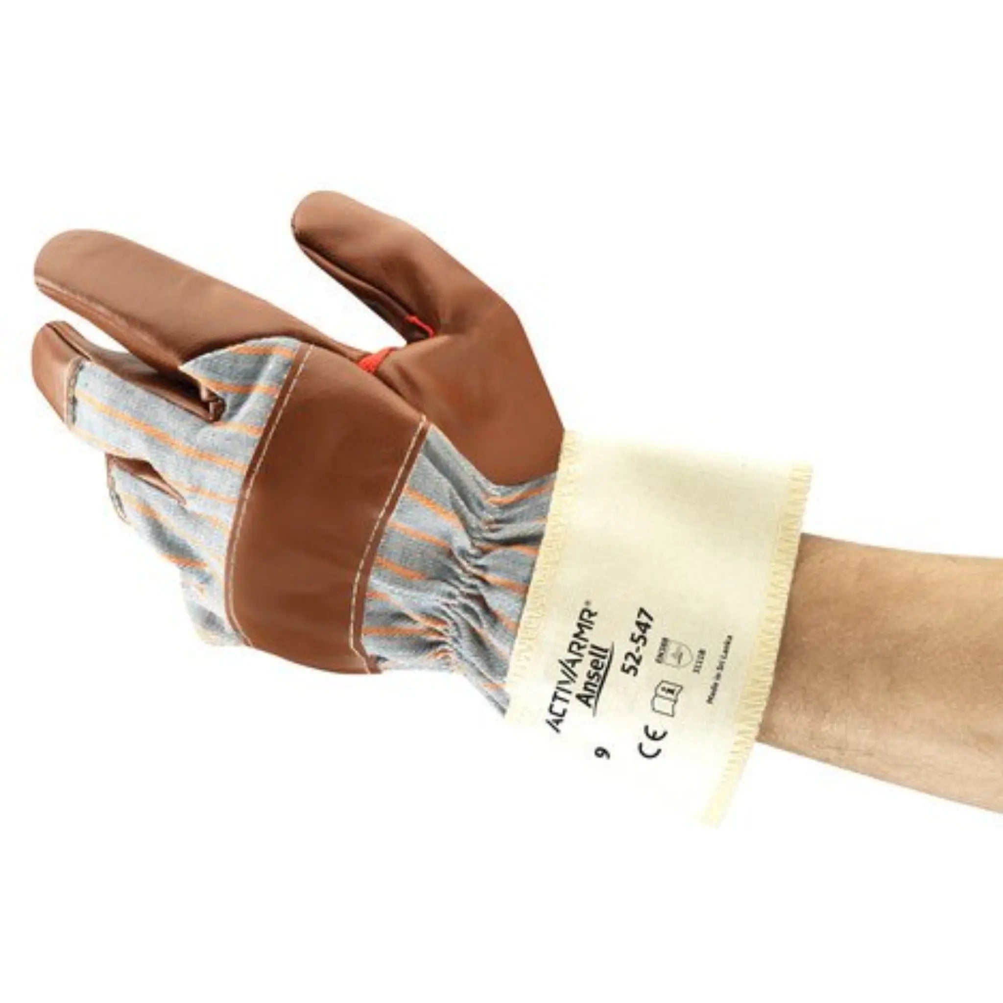Ansell ActivArmr 52-547 Jersey-Lined Work Gloves with Nitrile Coating, Brown, 1 Pair 