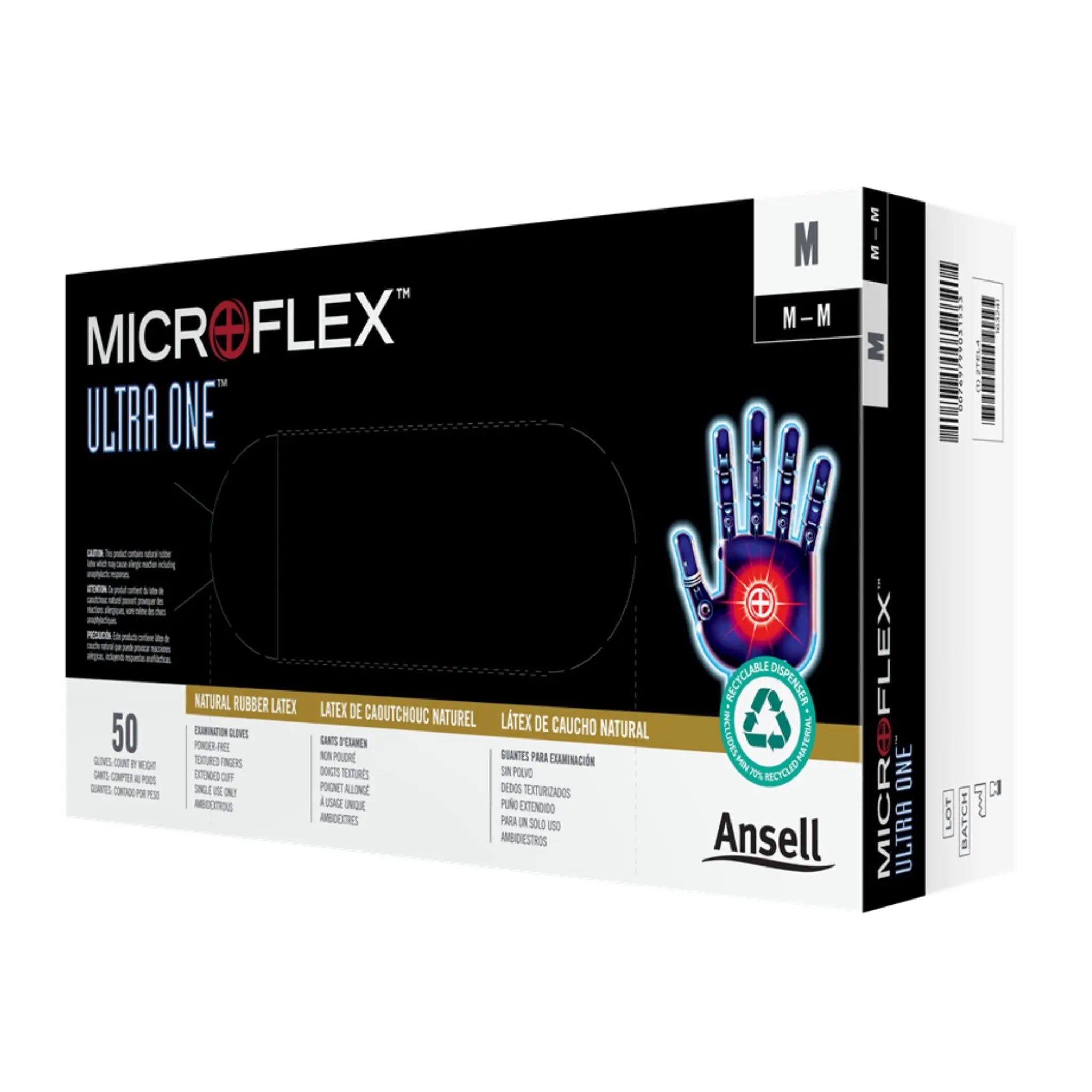 Ansell Microflex 163240 Ultra One Powder Free Disposable Medical Gloves 