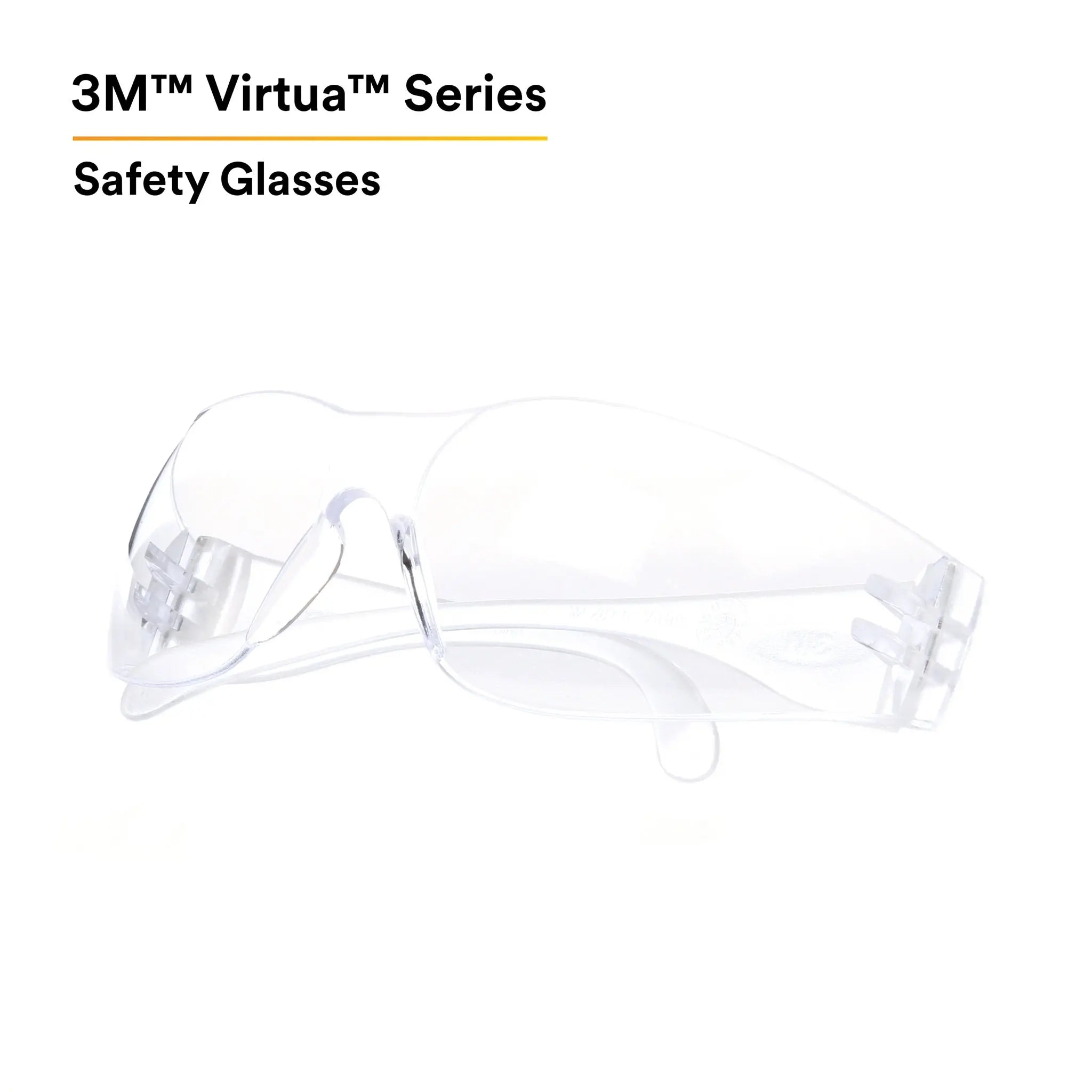 3M Virtua 11228-00000-100 Protective Eyewear, Clear Temple, Clear Uncoated Lens, Case of 100