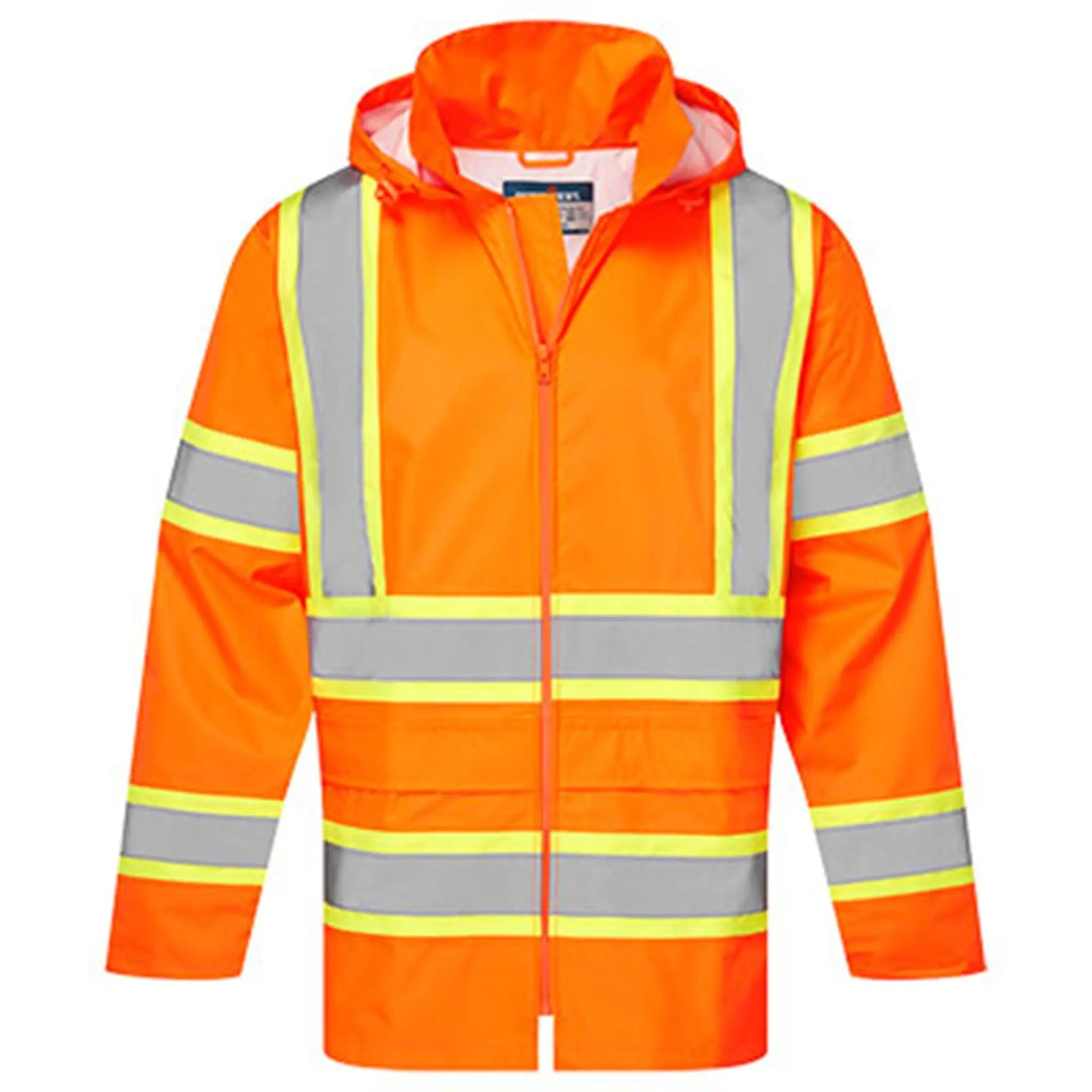 Port West CA400 Hi-Vis X Back Contrast Tape Rain Jacket, Orange