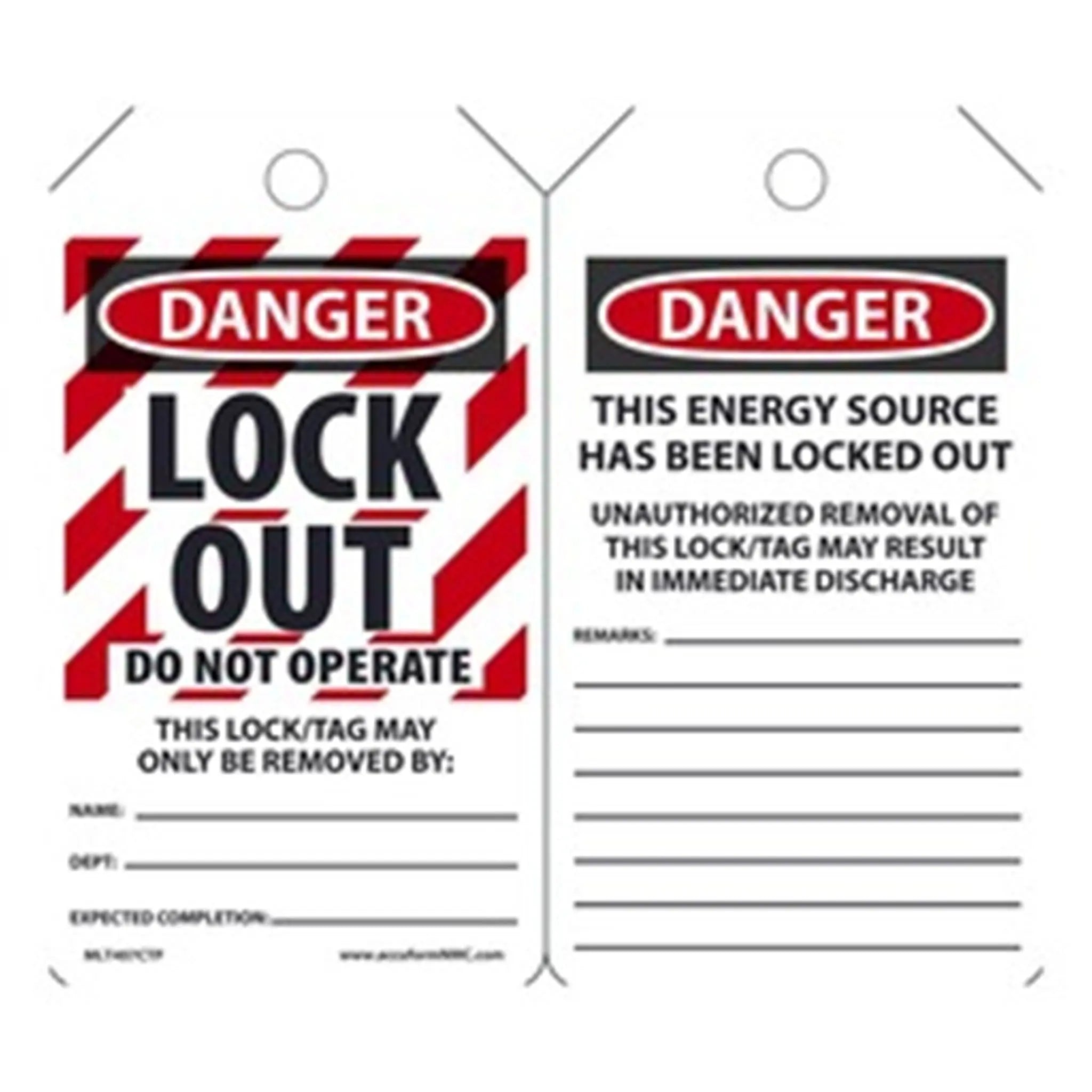 Accuform MLT407CTP OSHA Danger Safety Tags: Locked Out - Do Not Operate, PF-Cardstock, Pack of 25