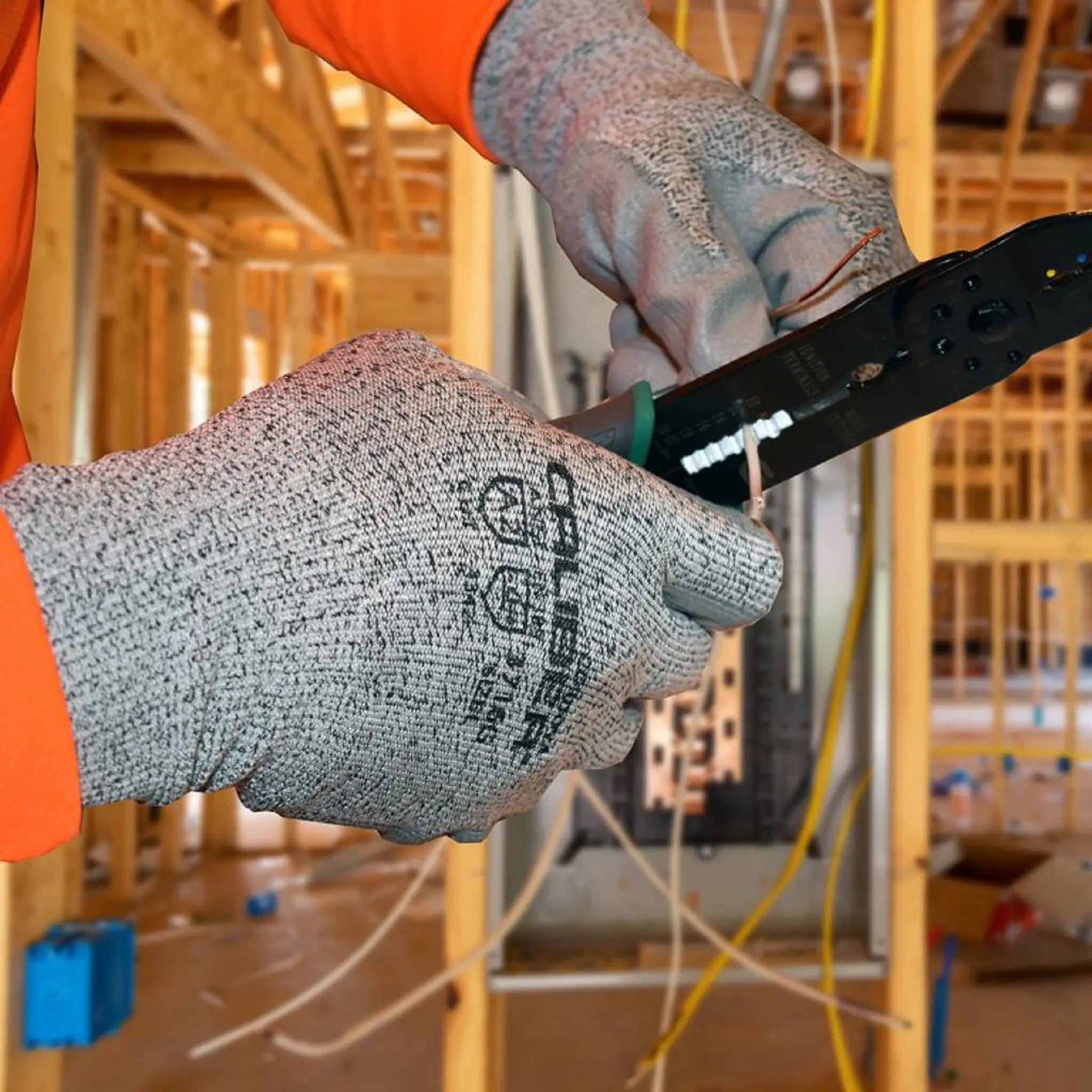 Cordova Caliber 3716G 13 Gauge HPPE Shell, PU Palm Coated Machine Knit Gloves, Gray, Lifestyle