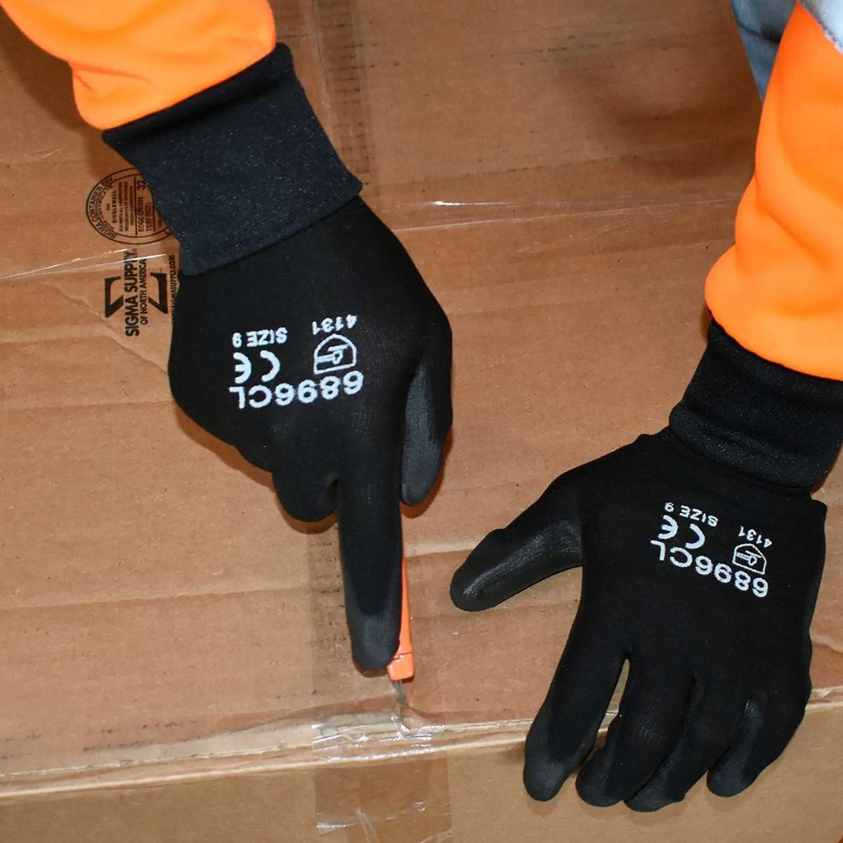 Cordova 6896CL Nylon Shell Polyurethane Coated Gloves, Black, Large, 1 Dozen, 3rd Image