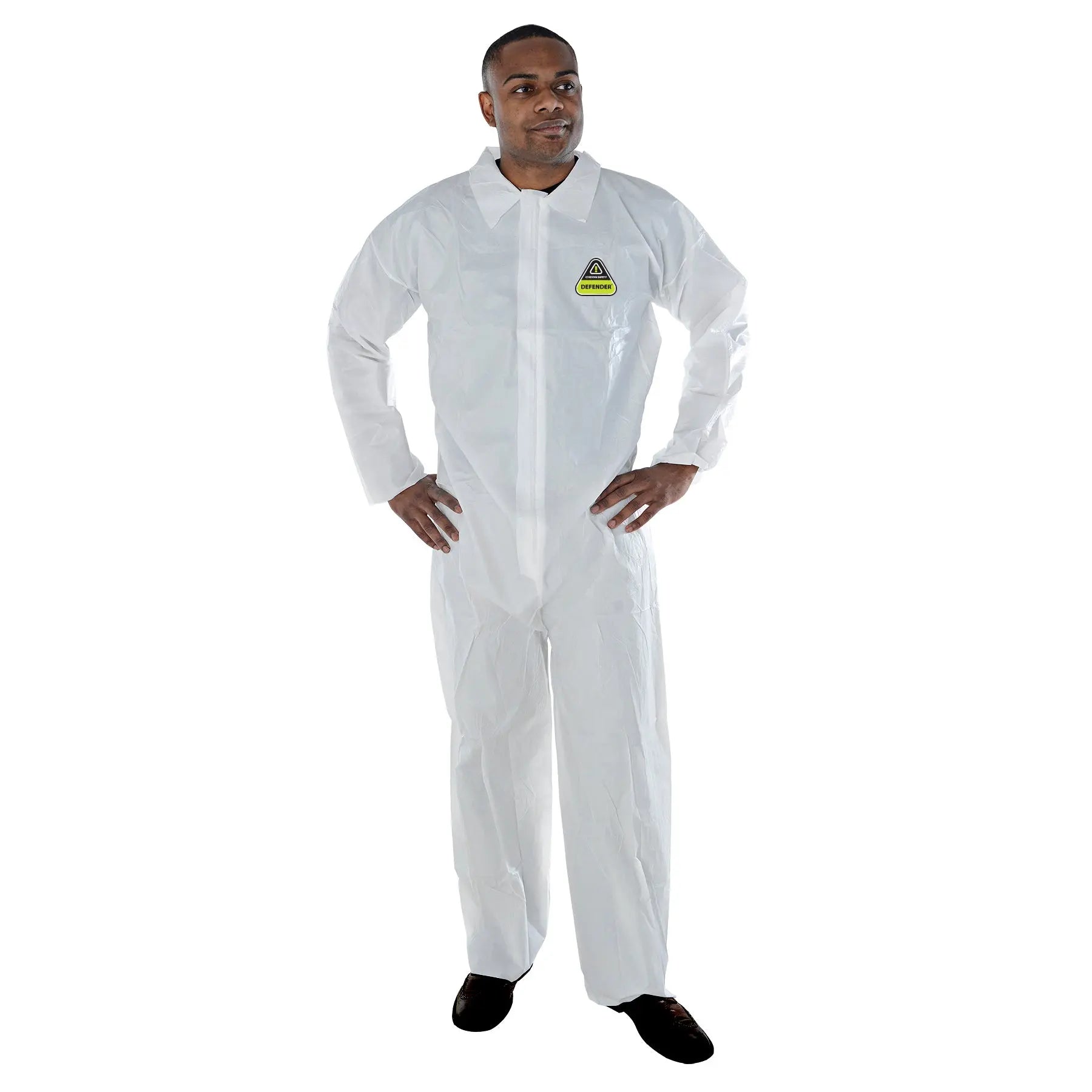 Cordova Safety Defender CPXL Microporous Coverall with Zipper Front and Collar, White, X-Large, Case of 25 