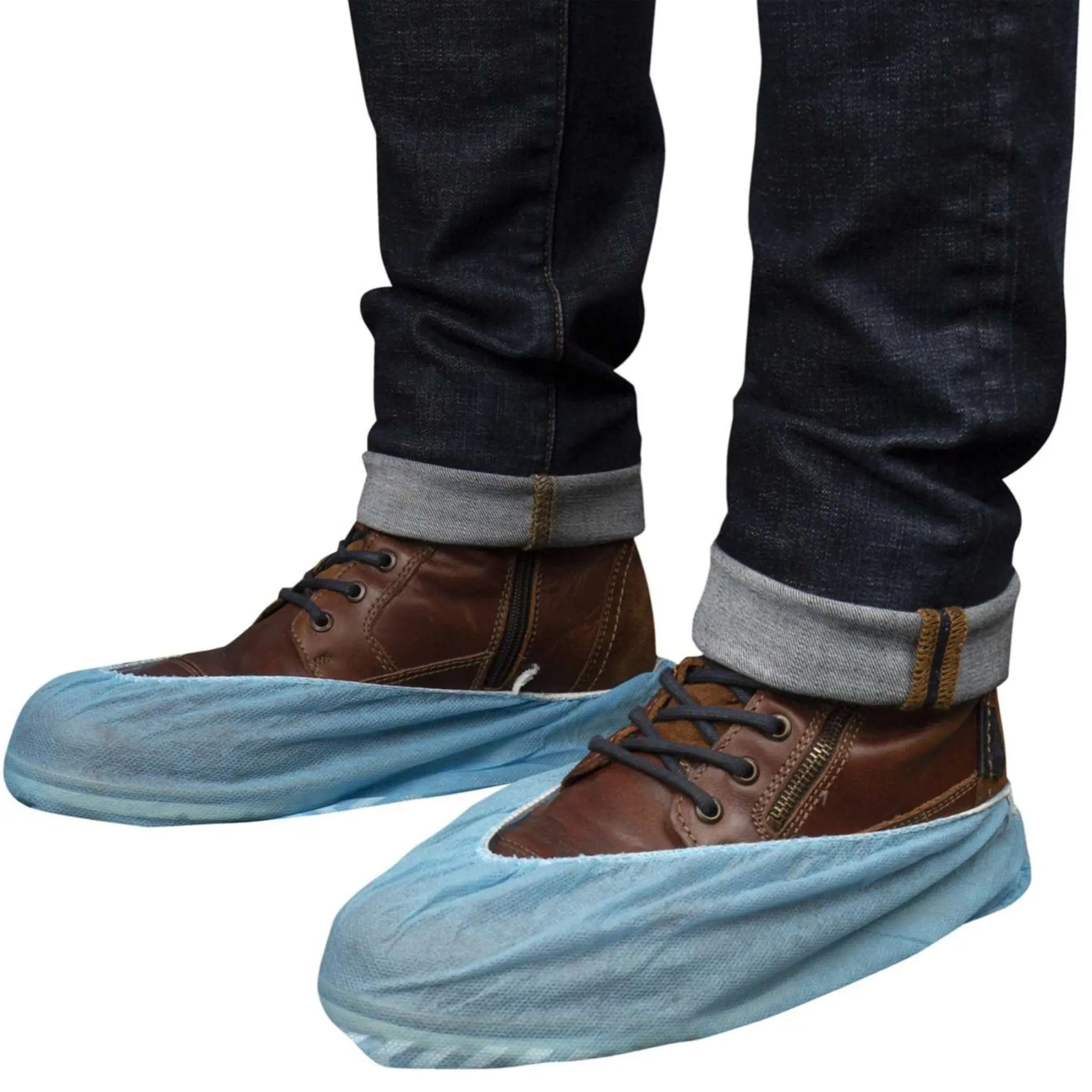 Cordova SC40XL Standard Weight, Disposable Polypropylene Shoe Cover, Blue, Product in Use