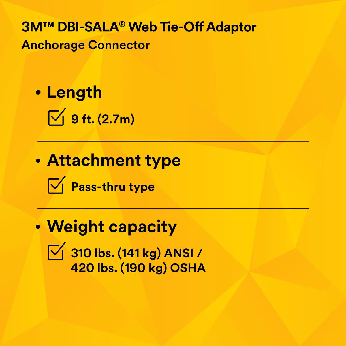3M DBI-SALA Pass-Thru Web Tie-Off Adapter Anchor 1002009, Polyester, 9 ft, 1 Each, 9th image