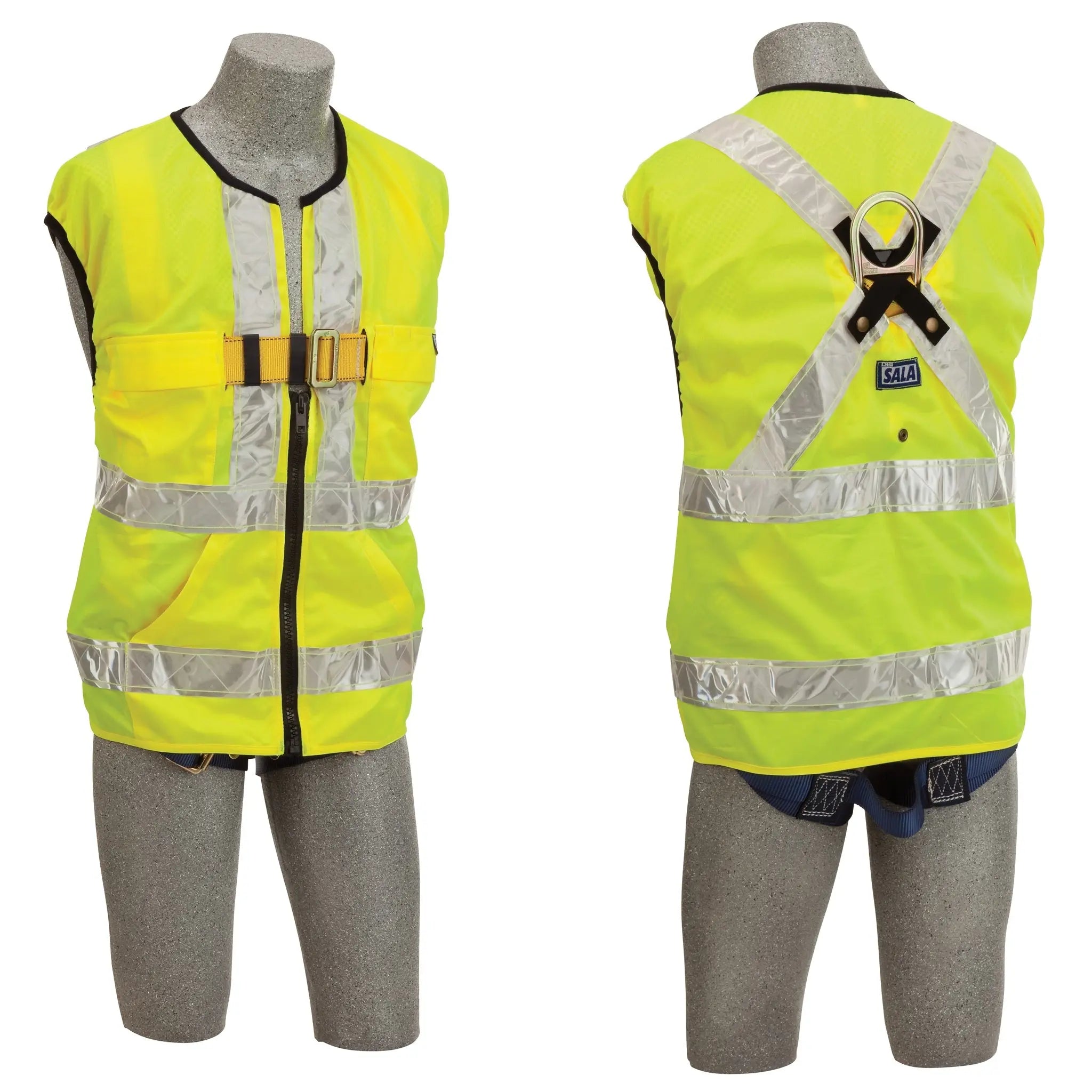 3M DBI-SALA Delta Vest Hi-Vis Reflective Workvest Harness 1107420, Universal, 1 EA, Front and Back