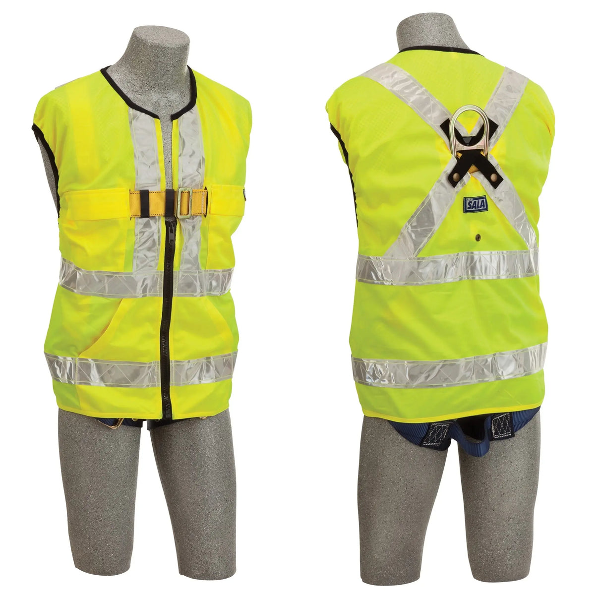 3M DBI-SALA Delta Vest Hi-Vis Reflective Workvest Harness 1107421, X-Large, 1 EA, Front and Back