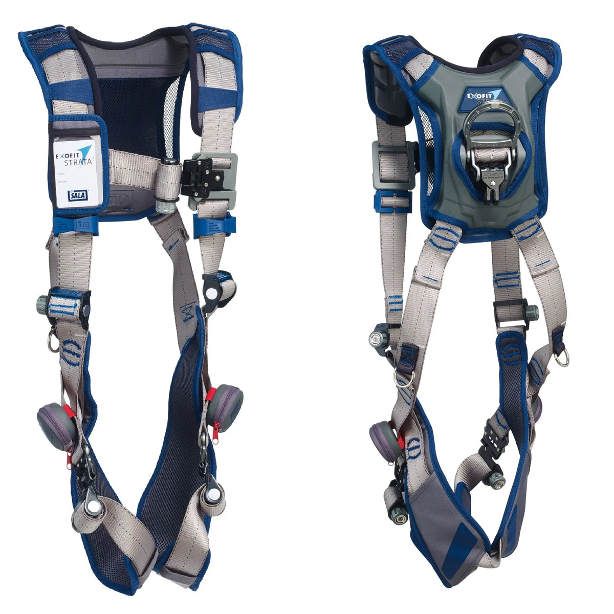3M DBI-SALA ExoFit STRATA Vest-Style Harness 1112476, Grey, Blue, Medium, 1 EA, Front and Back