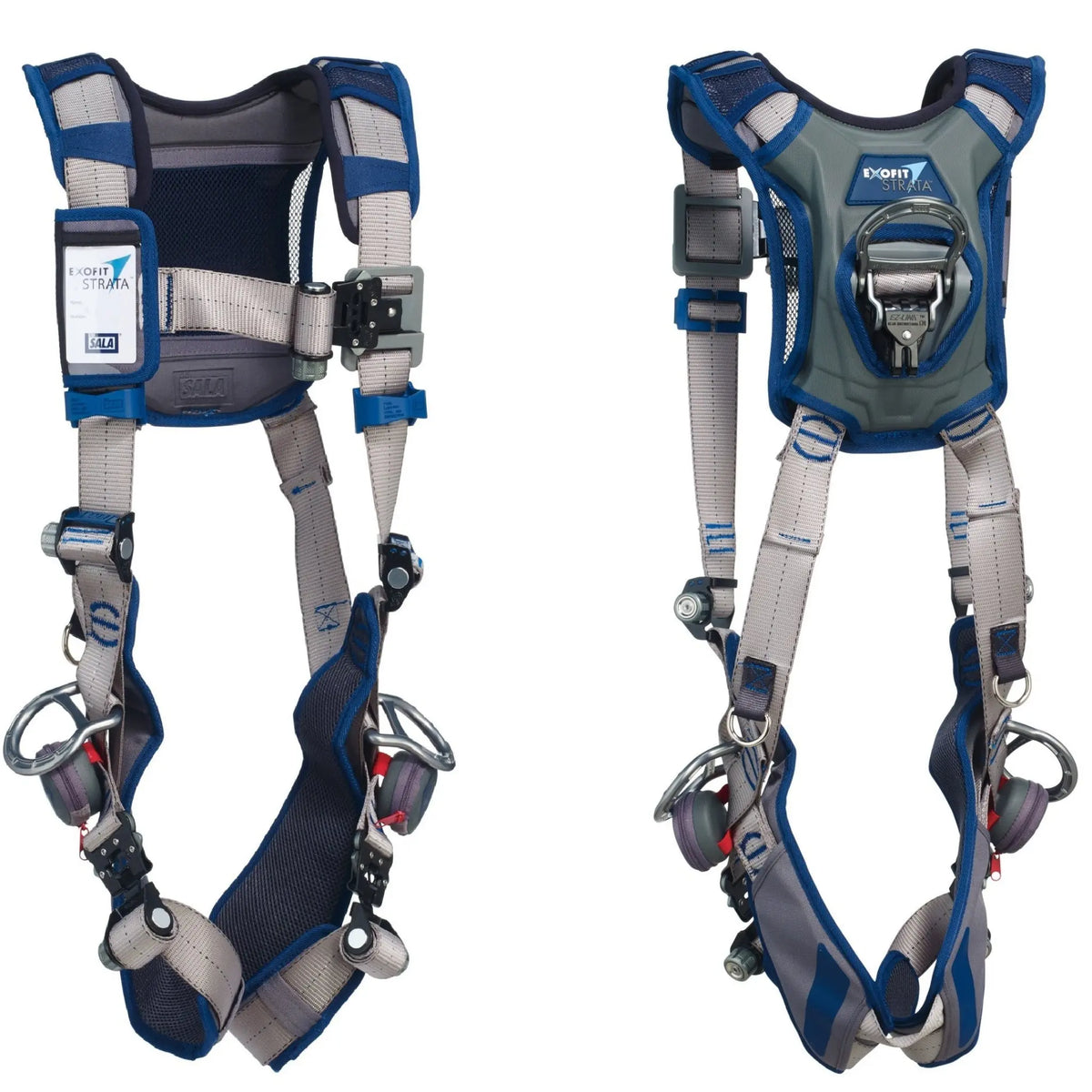3M DBI-SALA ExoFit STRATA Vest-Style Positioning Harness 1112481, Grey, Blue, Medium, 1 EA, front and back