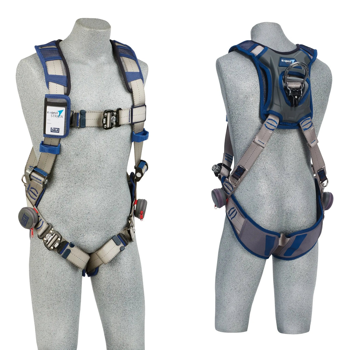 3M DBI-SALA ExoFit STRATA Vest-Style Harness 1112496, Grey, Blue, Medium, 1 EA, Front and Back