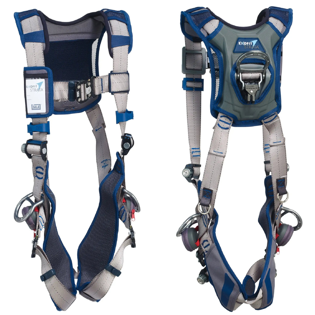 3M DBI-SALA ExoFit STRATA Vest-Style Positioning Harness 1112502, Grey, Blue, Large, 1 EA, Front and Back