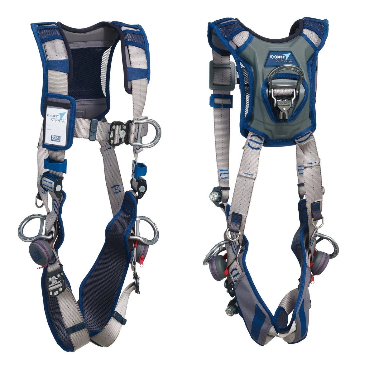 3M DBI-SALA ExoFit STRATA Vest-Style Positioning/Climbing Harness 1112511, Grey, Blue, Medium, 1 EA, Front and Back