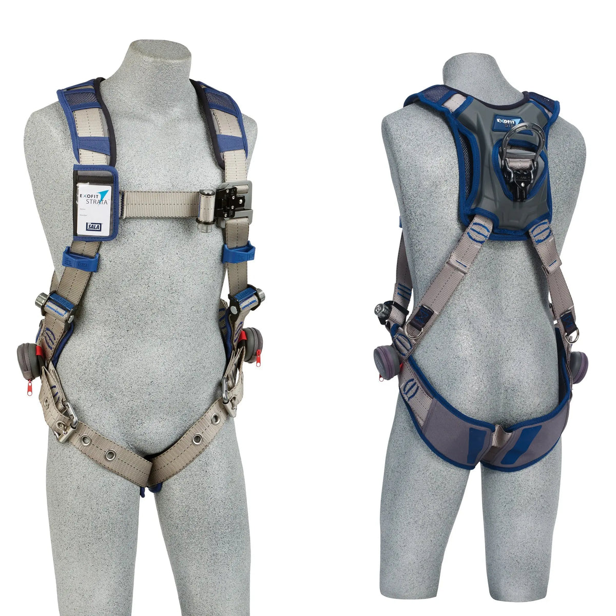 3M DBI-SALA ExoFit STRATA Vest-Style Harness 1112516, Grey, Blue, Medium, 1 EA, Front and Back