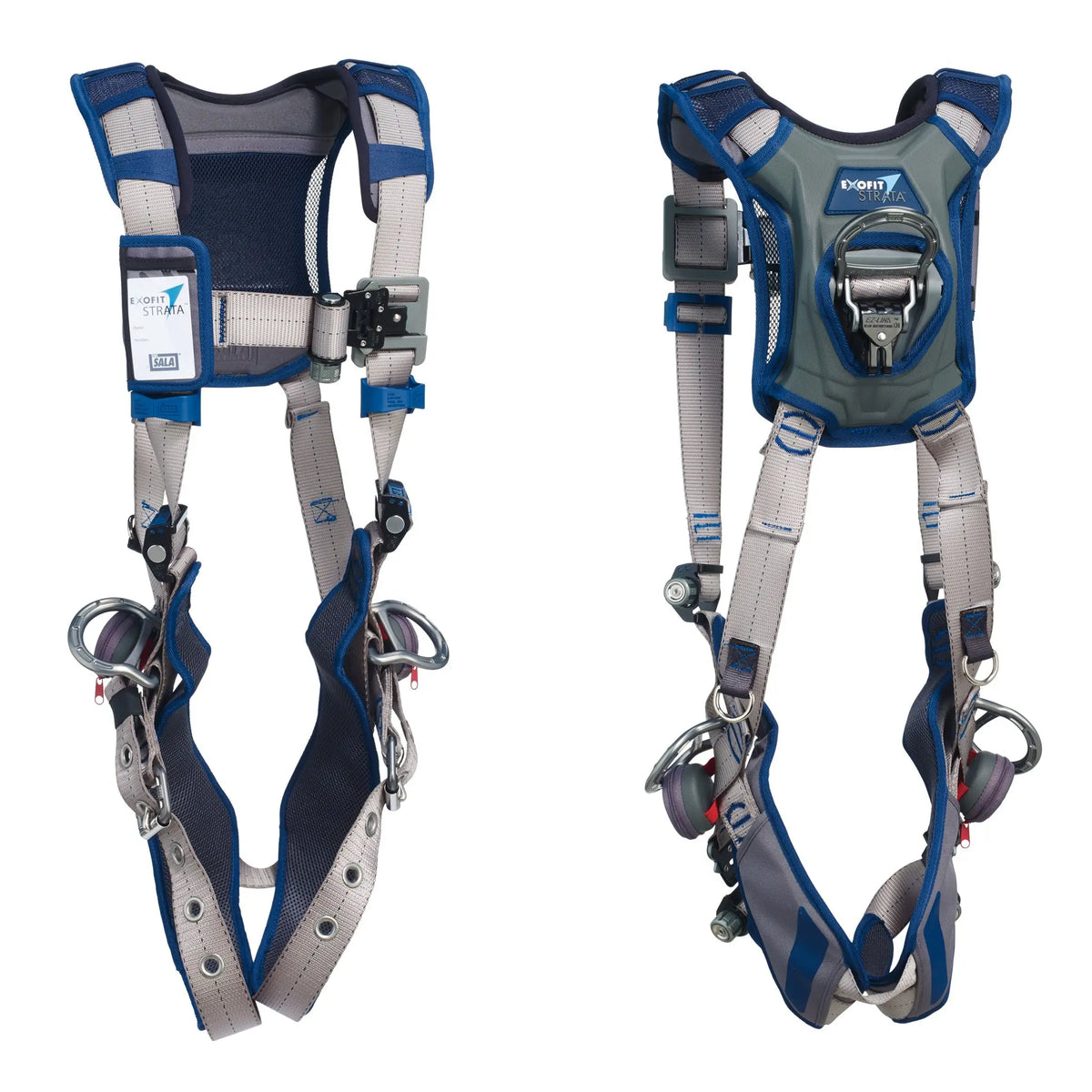 3M DBI-SALA ExoFit STRATA Vest-Style Positioning Harness 1112522, Grey, Blue, Large, 1 EA, Front and Back