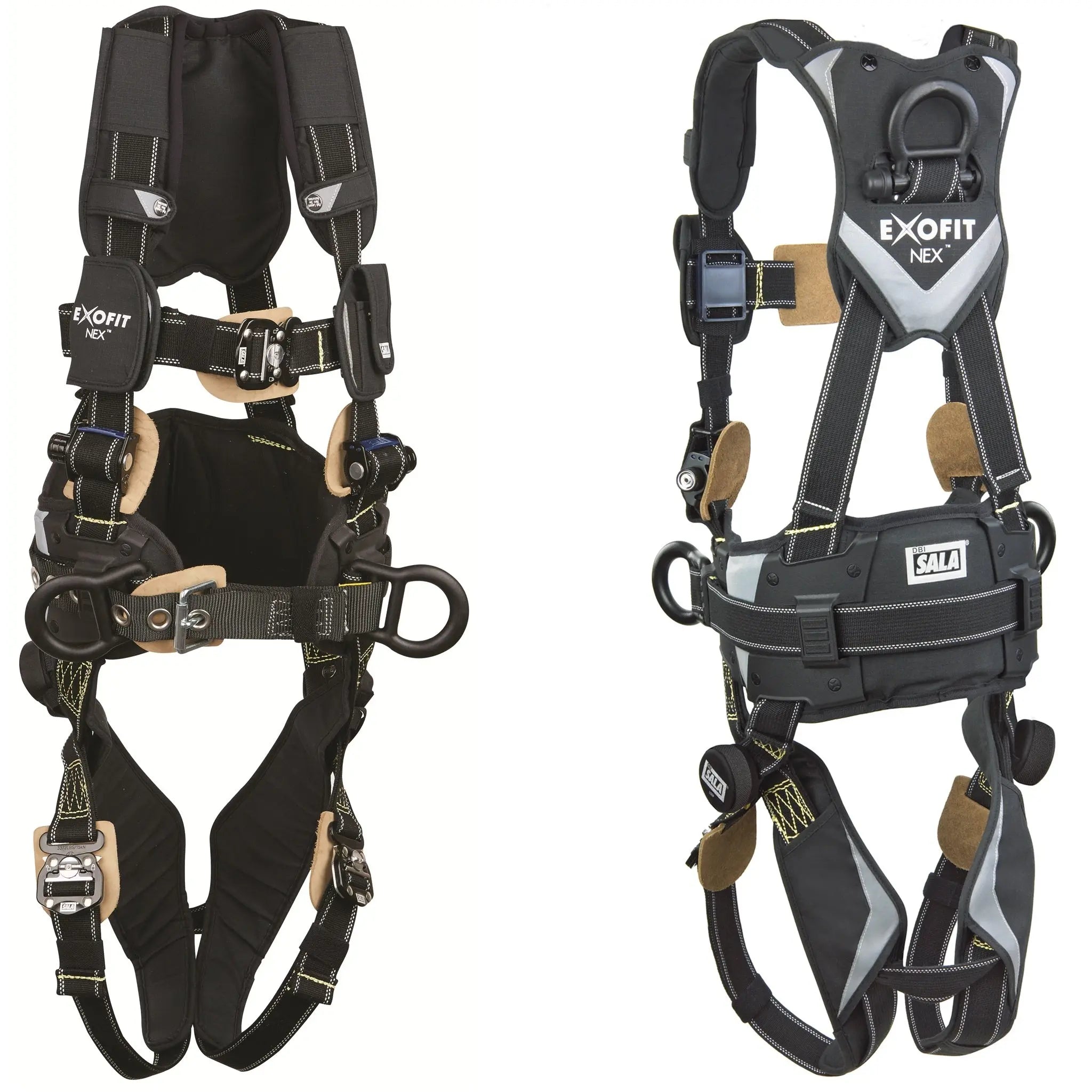 3M DBI-SALA ExoFit NEX Arc Flash Construction Style Positioning Harness 1113315, Black, Small, 1 EA, Front and back