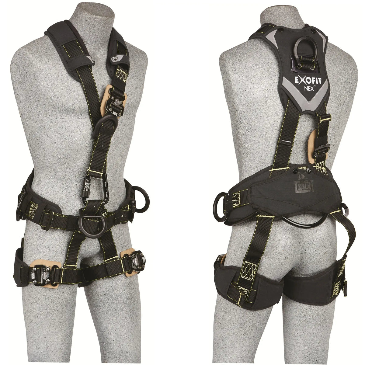 3M DBI-SALA ExoFit NEX Comfort Arc Flash Rope Access Climbing/Positioning/Rescue/Suspension Safety Harness 1113757, Small, 1 Each, Front and Back