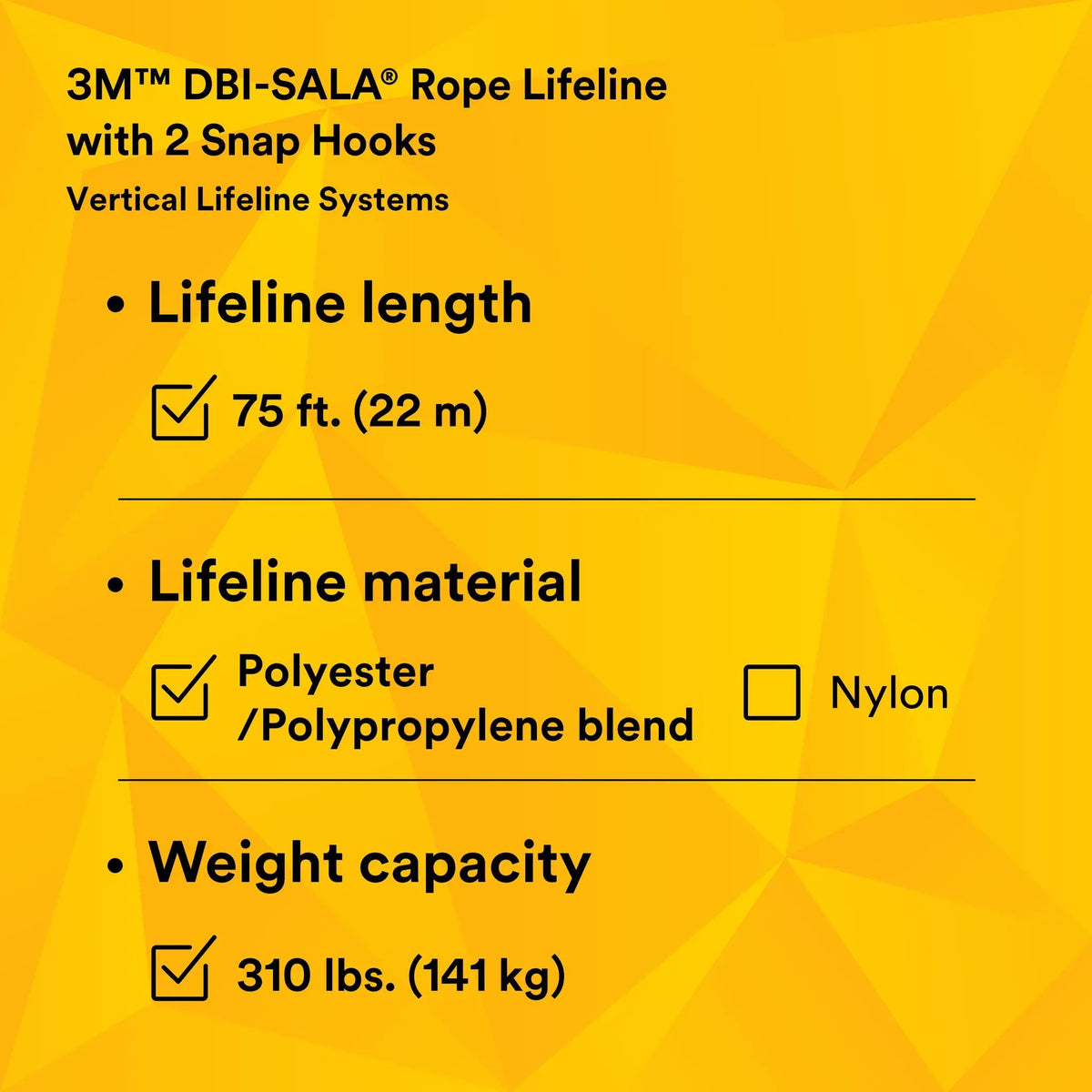 3M DBI-SALA Rope Lifeline with 2 Snap Hooks 1202823, 1 EA, 7th Image