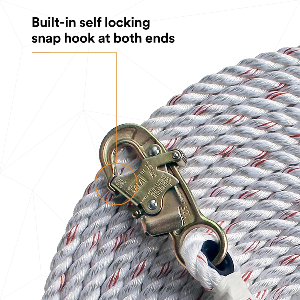 3M DBI-SALA Rope Lifeline with 2 Snap Hooks 1202842, 1 EA, 3rd image