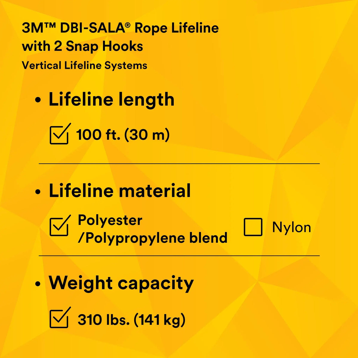 3M DBI-SALA Rope Lifeline with 2 Snap Hooks 1202842, 1 EA, 9th image