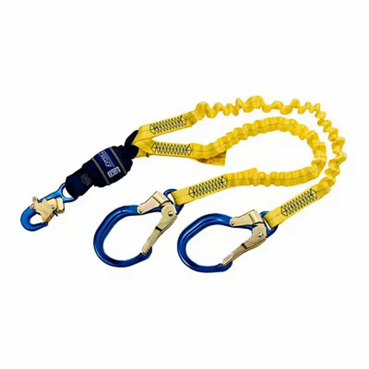 6 ft. (1.8m) double-leg 100% tie-off with aluminum snap hook at one end aluminum rebar hook at other end