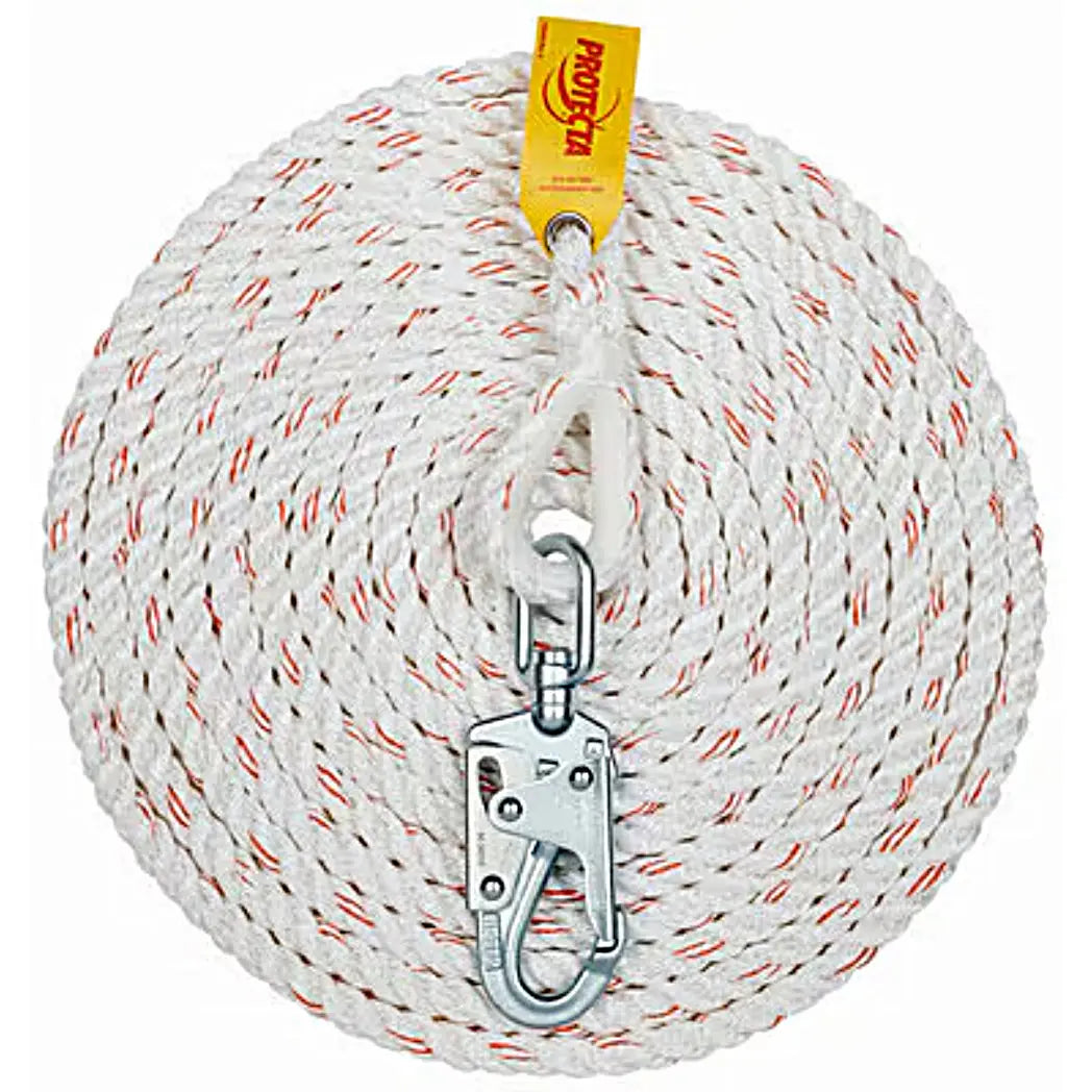 3M Protecta Rope Lifeline with Swivel Snap Hook 1299992, 5/8 in Polyester and Polypropylene Blend, White, 75 ft, 1 Each, Main Image