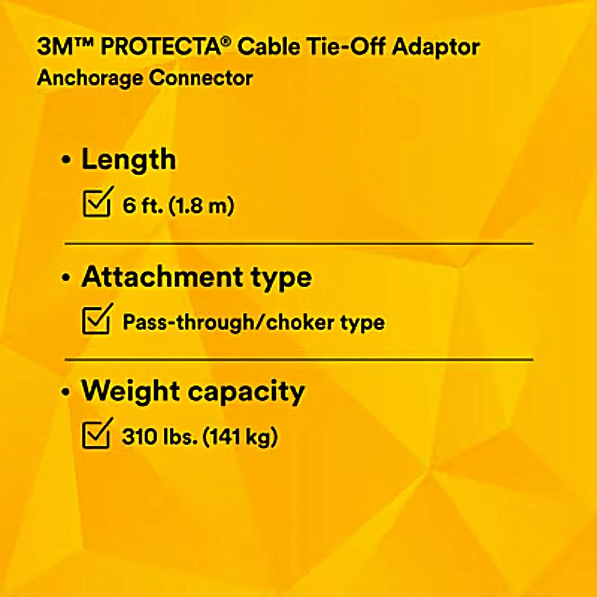 3M PROTECTA Cable Tie-Off Adaptor 2100193 Silver 6 ft. (1.8m) 1 EA, 6th image