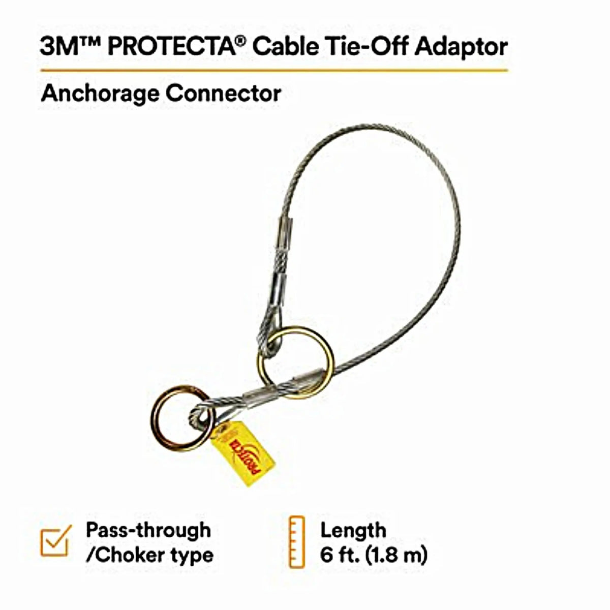 3M PROTECTA Cable Tie-Off Adaptor 2100193 Silver 6 ft. (1.8m) 1 EA, 7th image