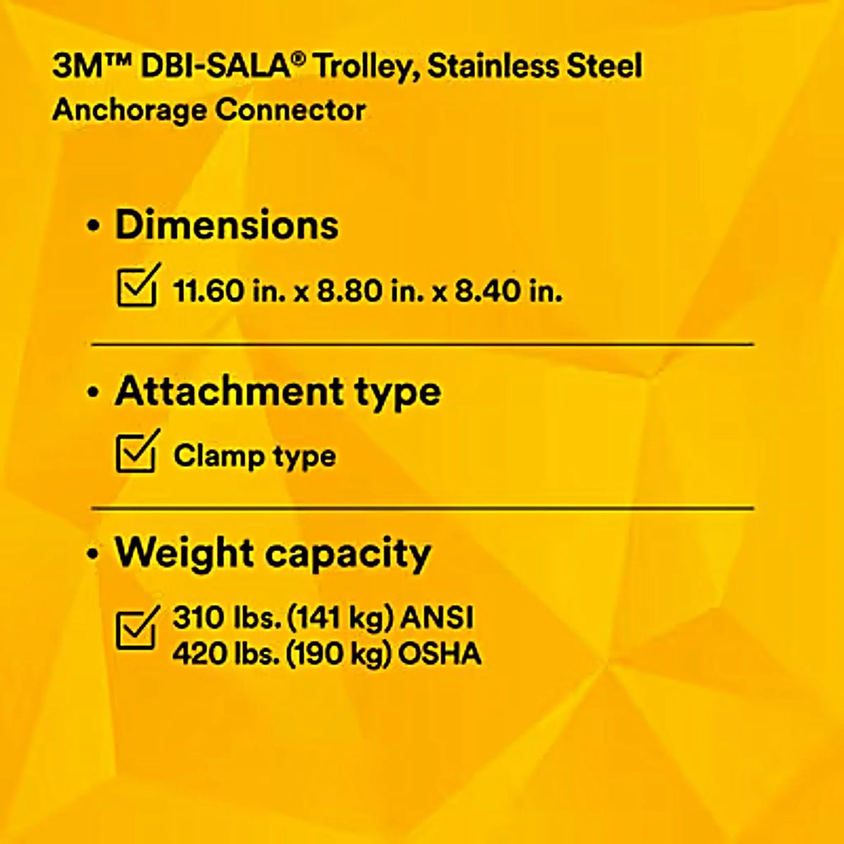 3M DBI-SALA Trolley, Stainless Steel 2103147, 1 EA, 11th Image