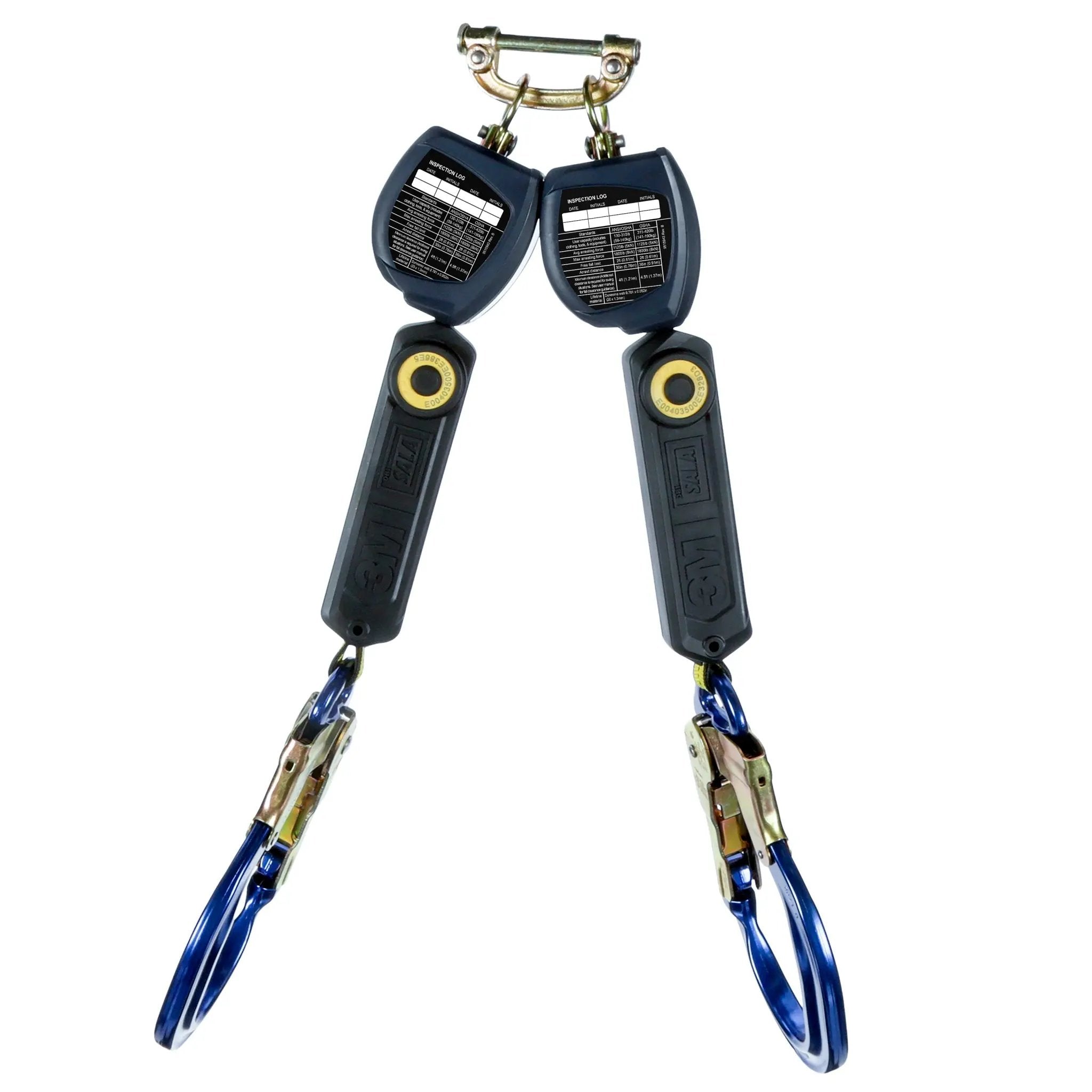 3M DBI-Sala 7100313185 3100553 Nano-Lok Personal Twin-Leg Self Retracting Lifeline, Web Aluminum Rebar Hook, Class 1, ANSI, Blue, 6 ft, 1 Each 