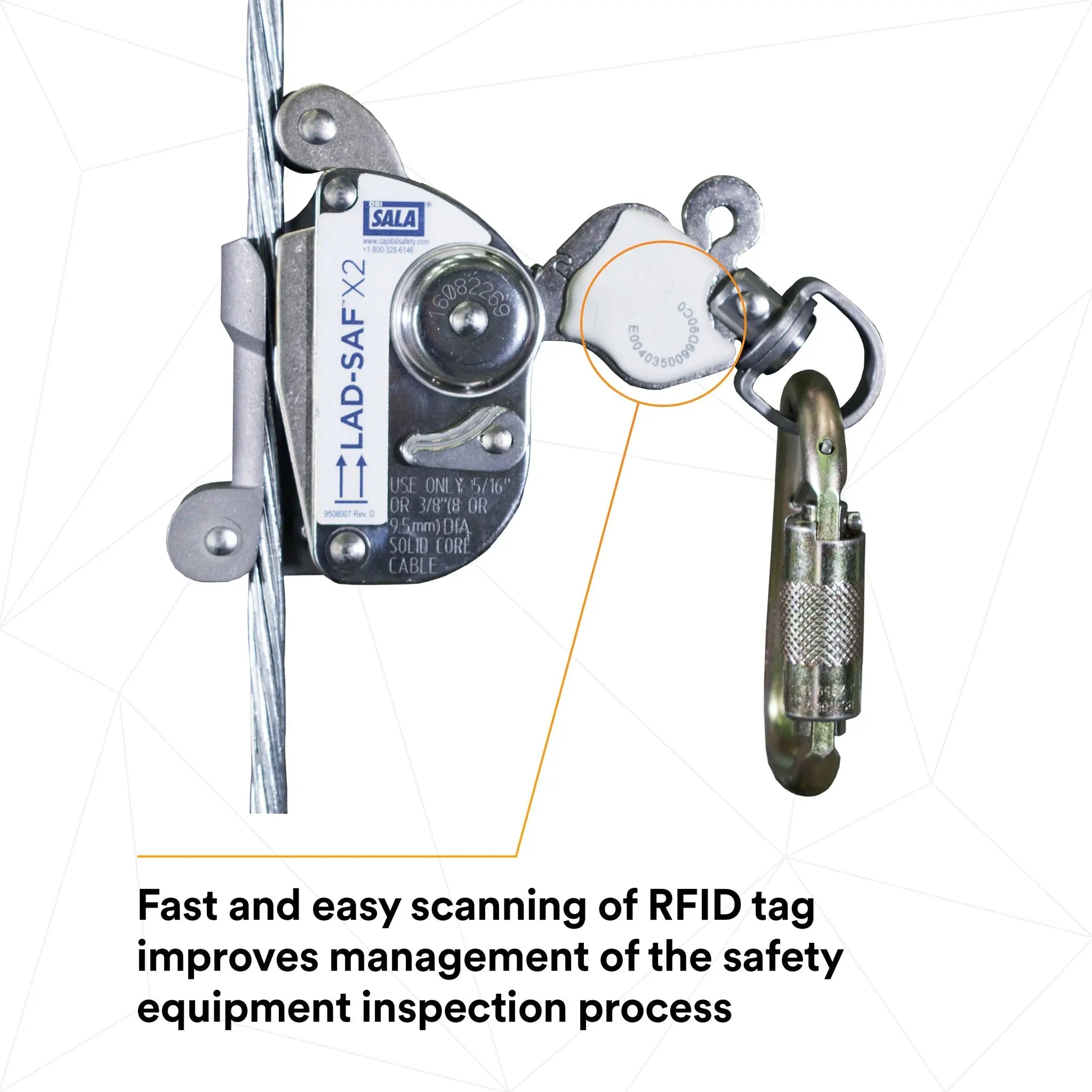 3M DBI-Sala 6160030 Lad-Saf Detachable Cable Traveller, RFID tag