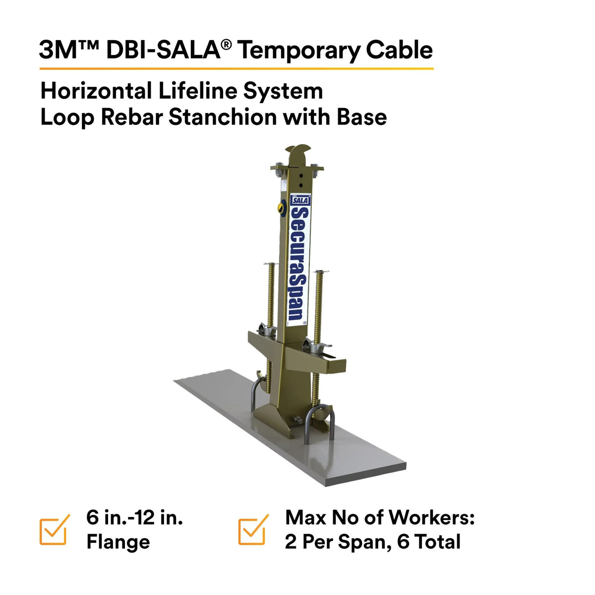 3M DBI-SALA SecuraSpan Loop Rebar HLL Stanchion with Base 7400045, 1 EA, 3rd image