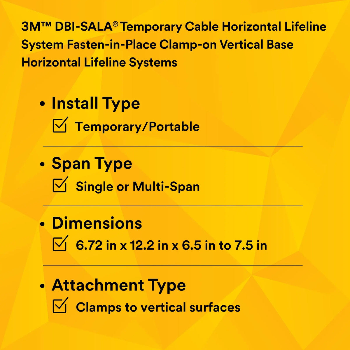 3M DBI-SALA SecuraSpan Fasten-in-Place HLL Clamp-on Vertical Base 7400211 1 EA, 6th Image