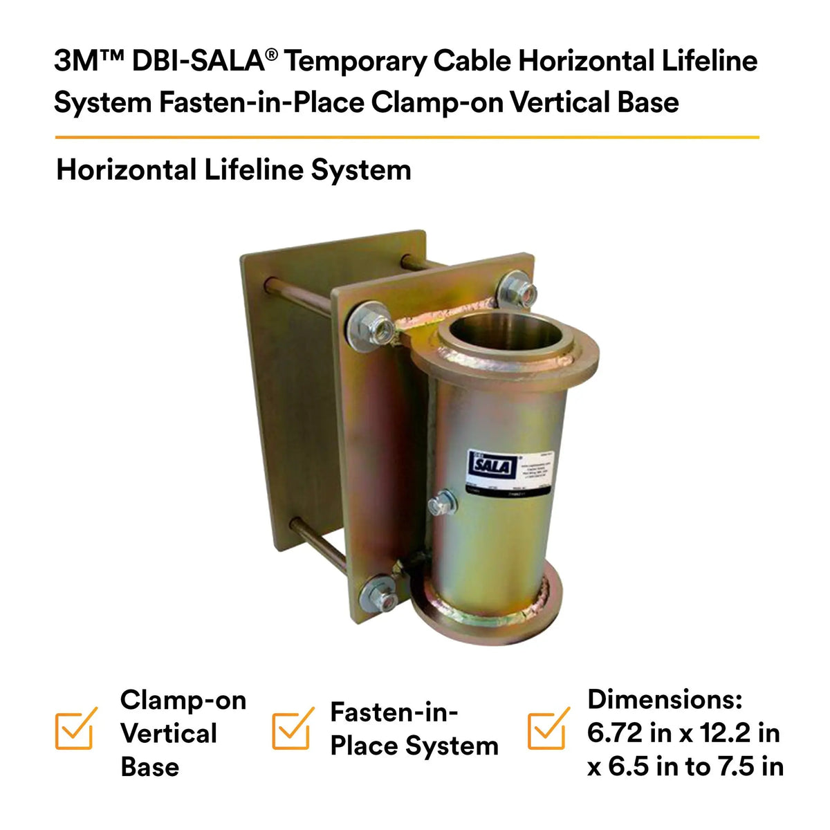 3M DBI-SALA SecuraSpan Fasten-in-Place HLL Clamp-on Vertical Base 7400211 1 EA, 9th Image