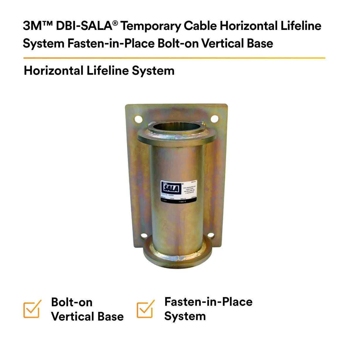 3M DBI-SALA SecuraSpan Fasten-in-Place HLL Bolt-on Vertical Base 7400218 1 EA, 3rd Image