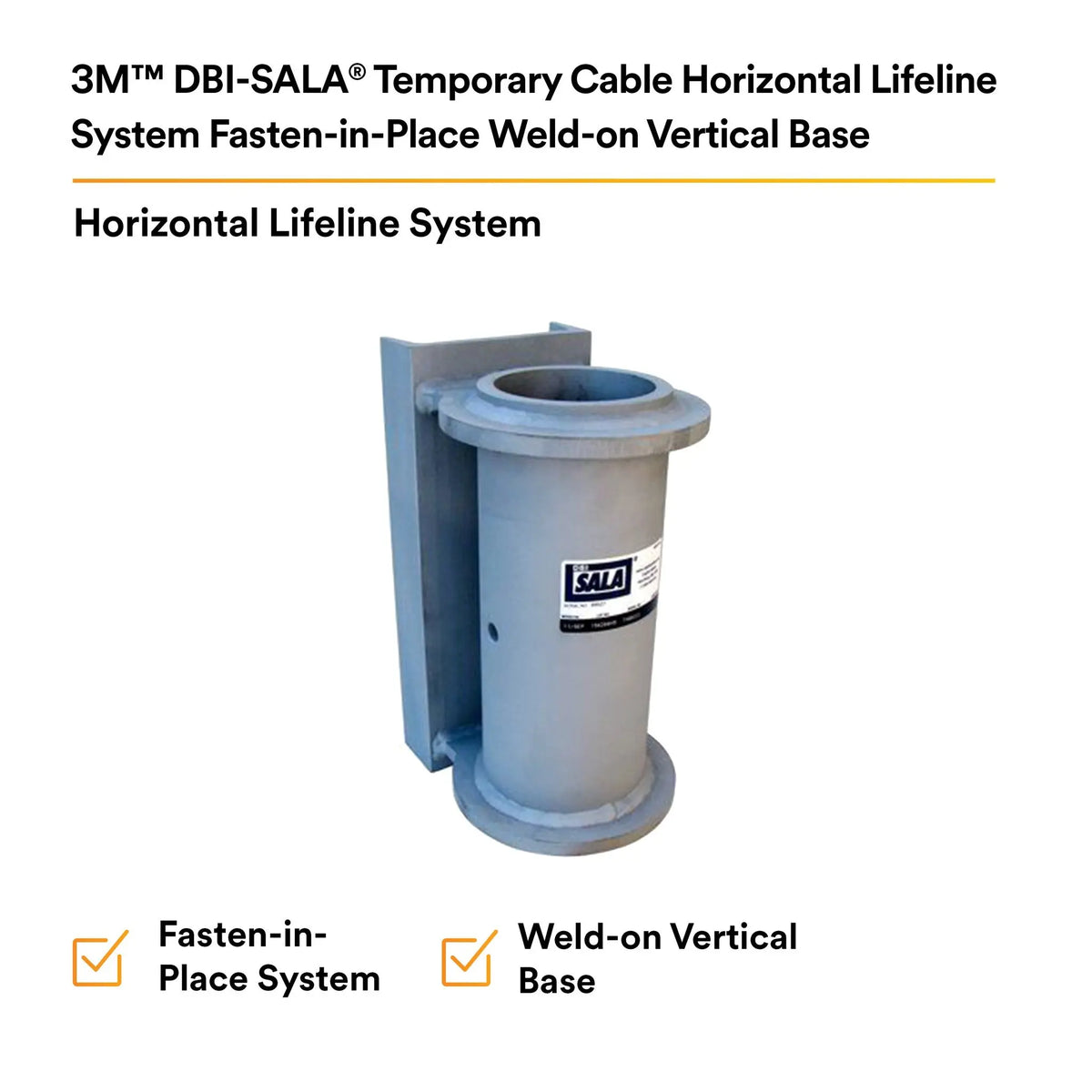 3M DBI-SALA SecuraSpan Fasten-in-Place HLL Weld-on Vertical Base 7400222 1 EA, 4th image