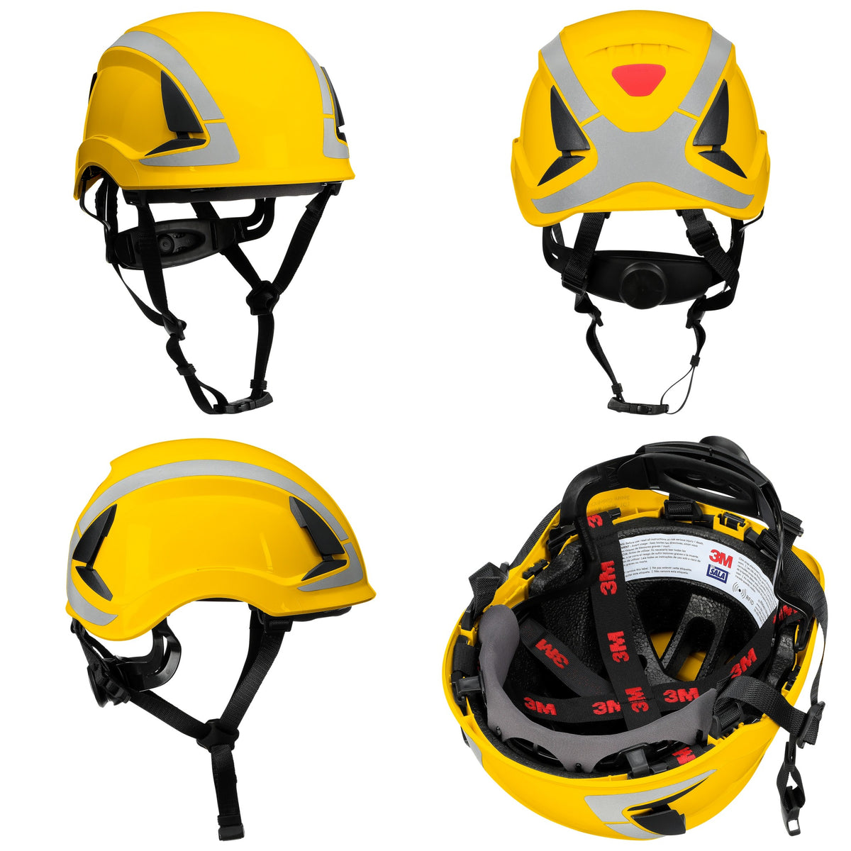 3M DBI-Sala X6000 Series Safety Helmet, Type II with SecureFit, Reflective, Uvicator, 1 Each, Non-Vented, Yellow, Angles