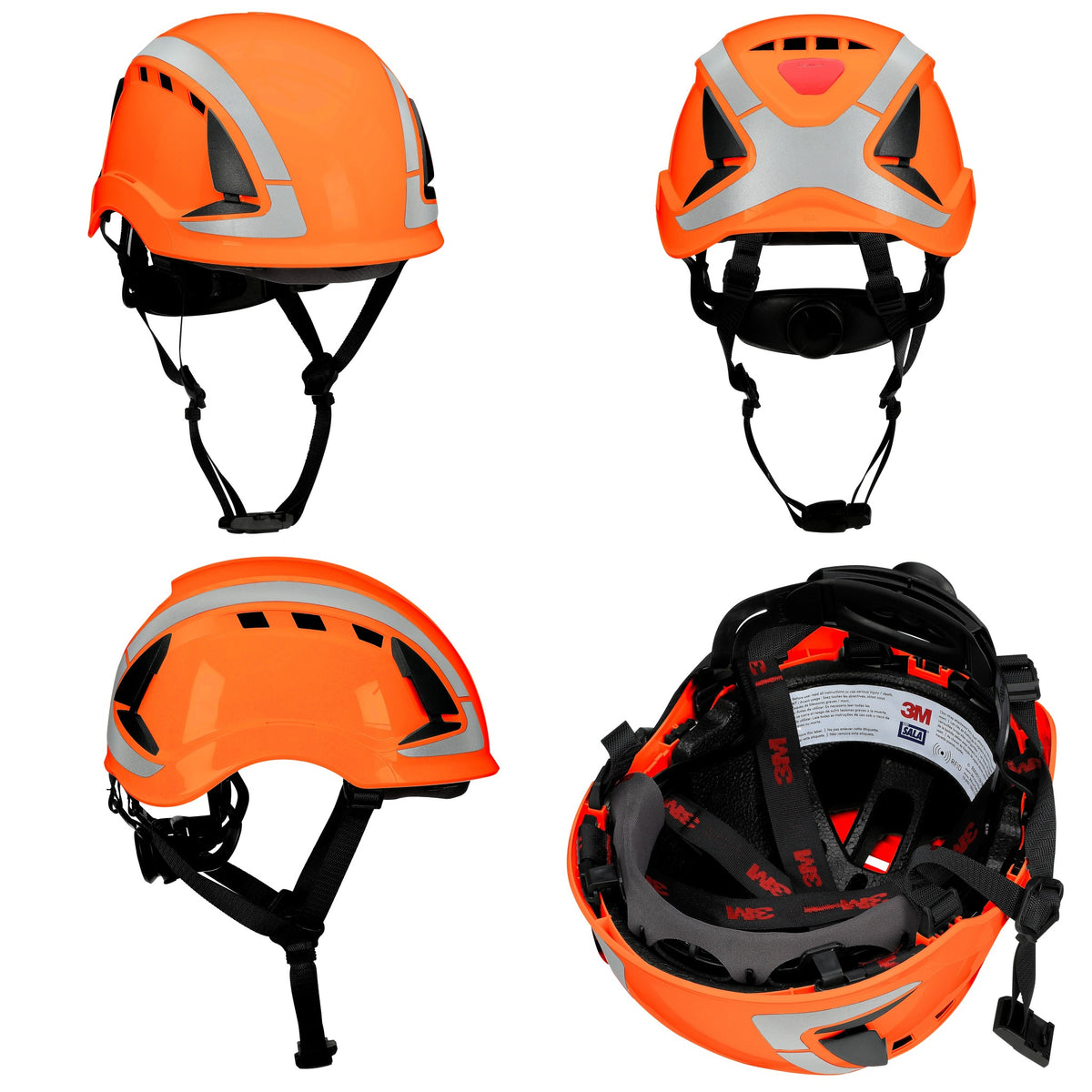 3M DBI-Sala X6000 Series Safety Helmet, Type II with SecureFit, Reflective, Uvicator, 1 Each, Vented, Orange, Angles