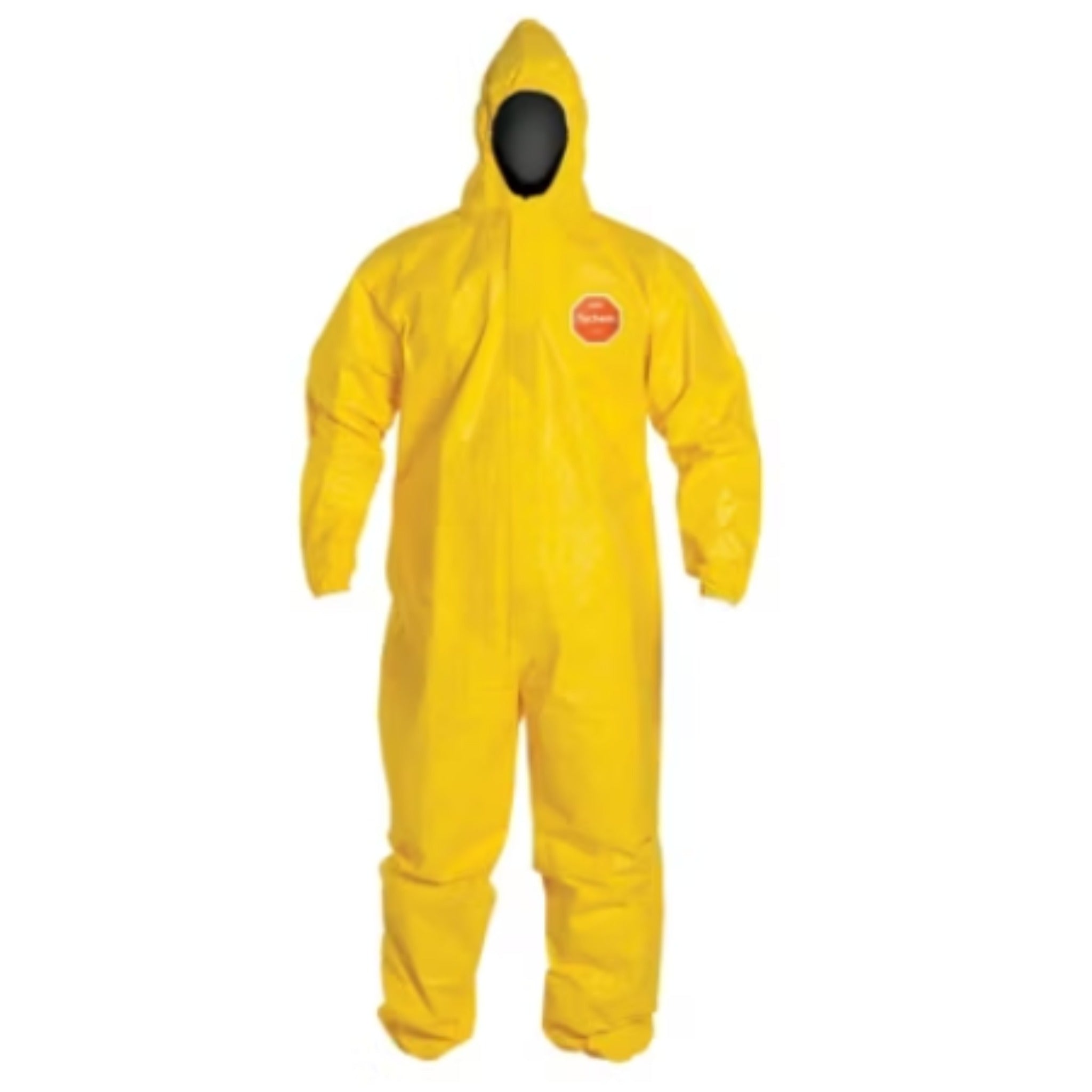 DuPont Tychem 2000 QC127SYL Standard Fit Hood Coverall with Elastic Wrists and Ankles, Yellow, Case of 12