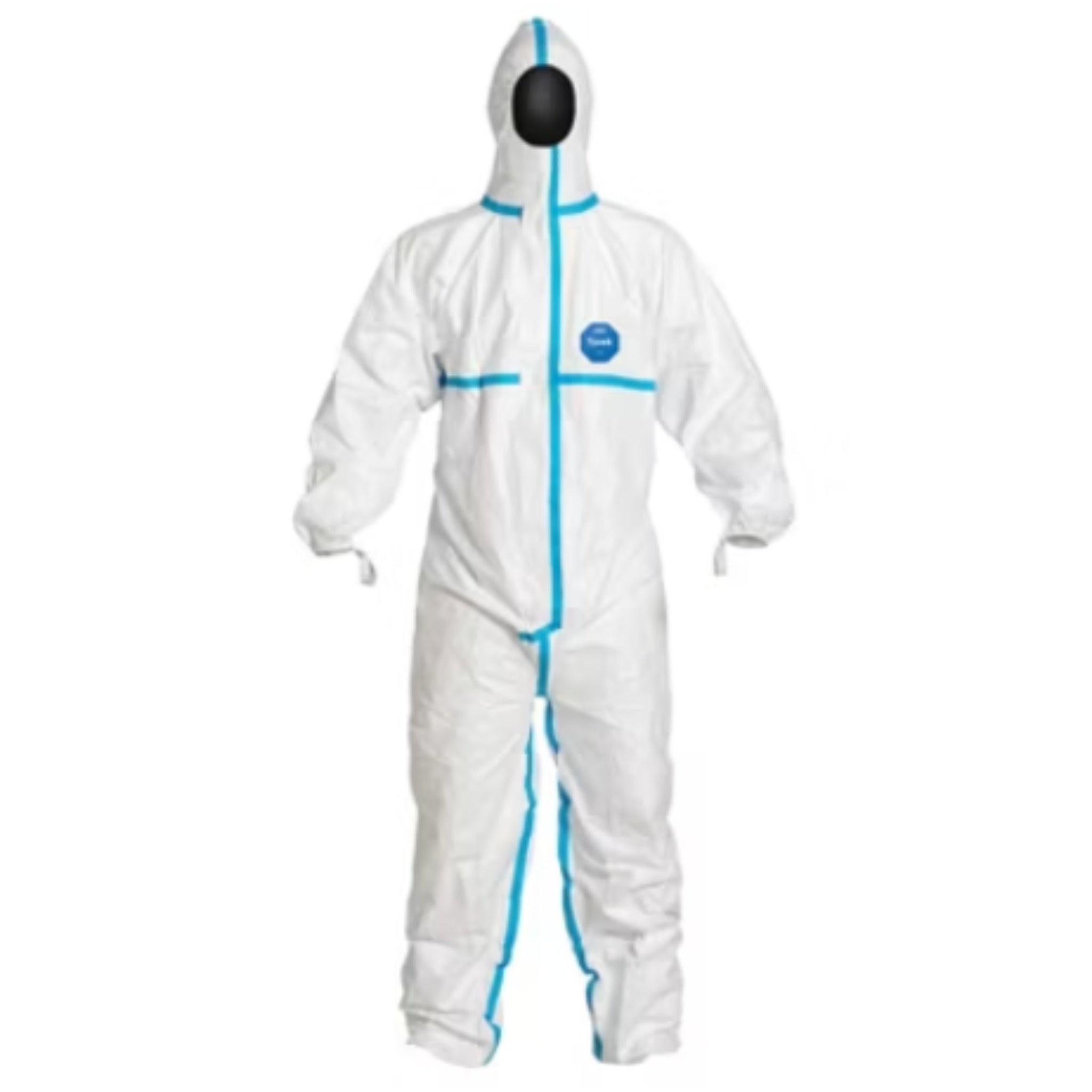 DuPont Tyvek 600 TY198TWH Hooded Coverall With Serged and Over-Taped Seams, White, Case of 25