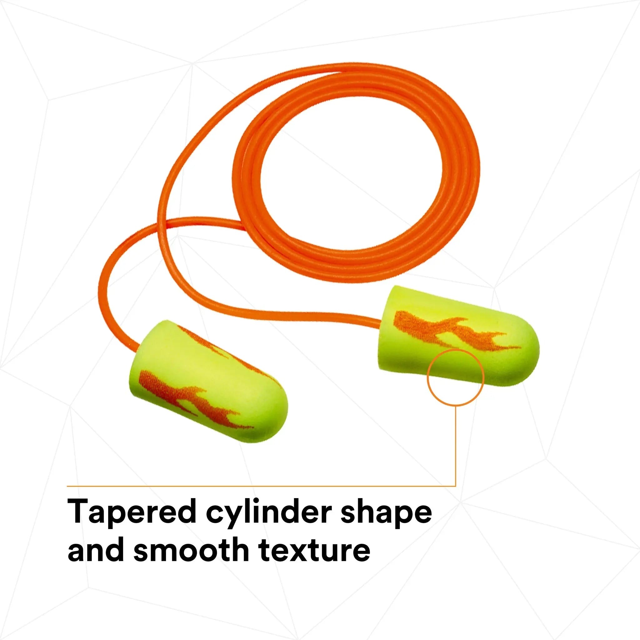 3M E-A-Rsoft 311-1252 Yellow Neons Blasts Corded Earplugs, Tapered cylinder shape