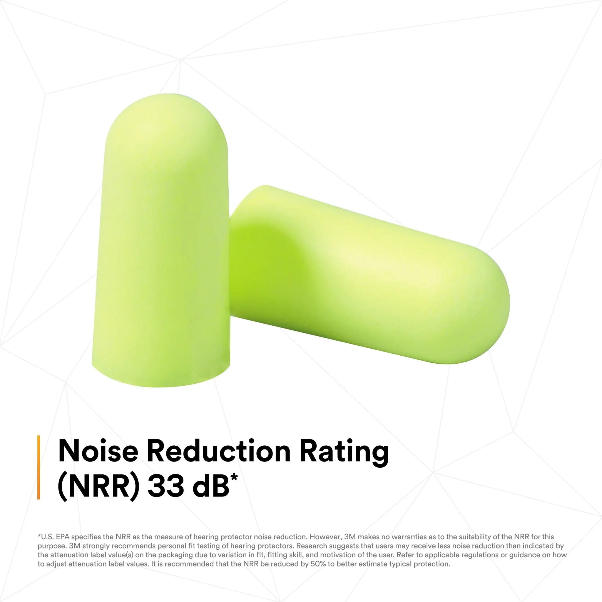 3M E-A-Rsoft Yellow Neons 312-1250 Uncorded Earplugs, Yellow, Regular, Box of 200
