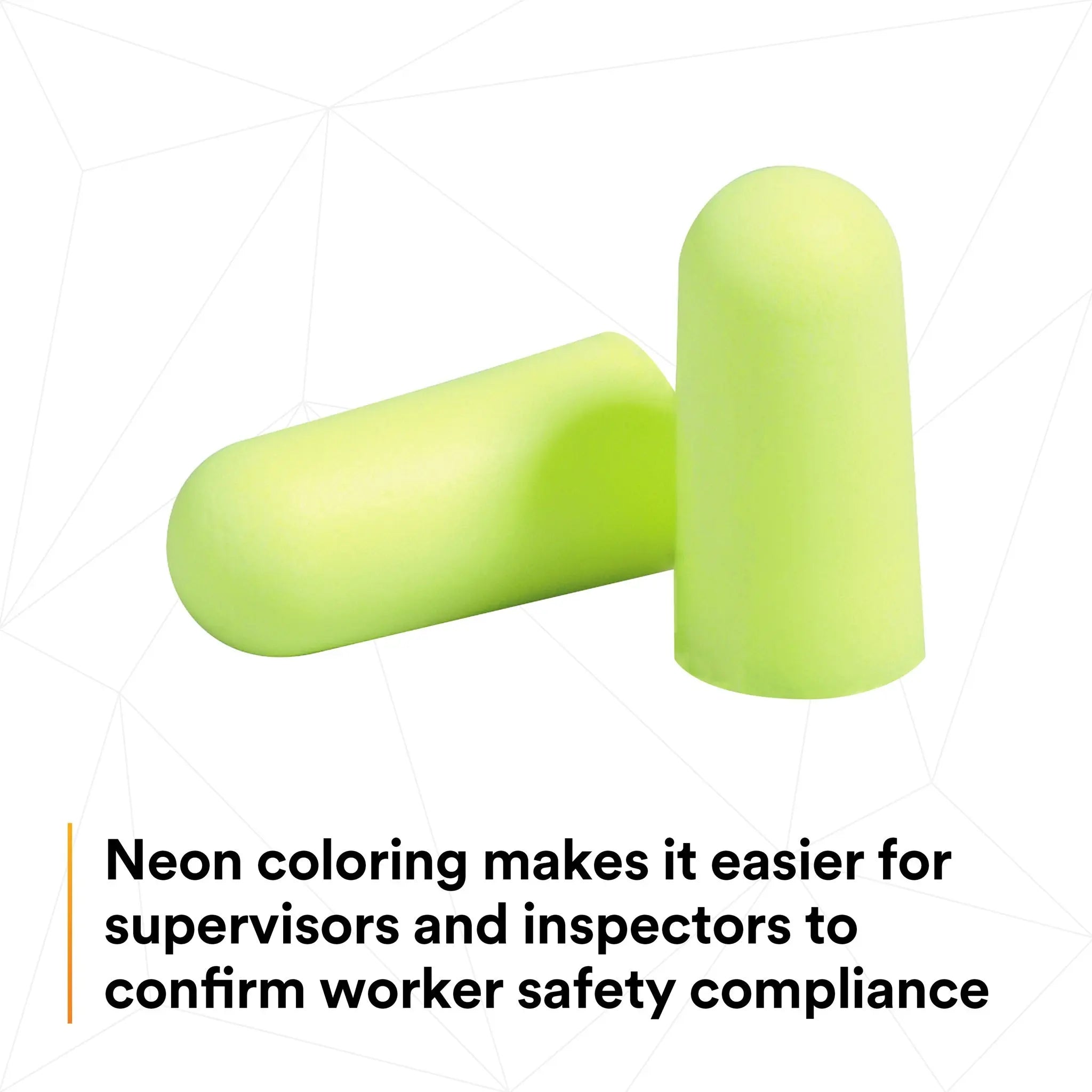 3M E-A-Rsoft Yellow Neons 312-1250 Uncorded Earplugs, Yellow, Regular, Box of 200