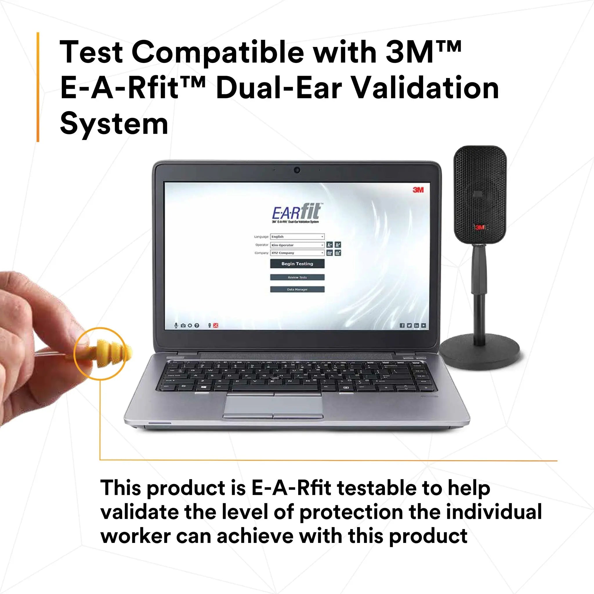 3M E-A-R Push-Ins 318-1001 Corded Earplugs, Test Compatible with 3M E-A-Rfit Dual-Ear Validation System