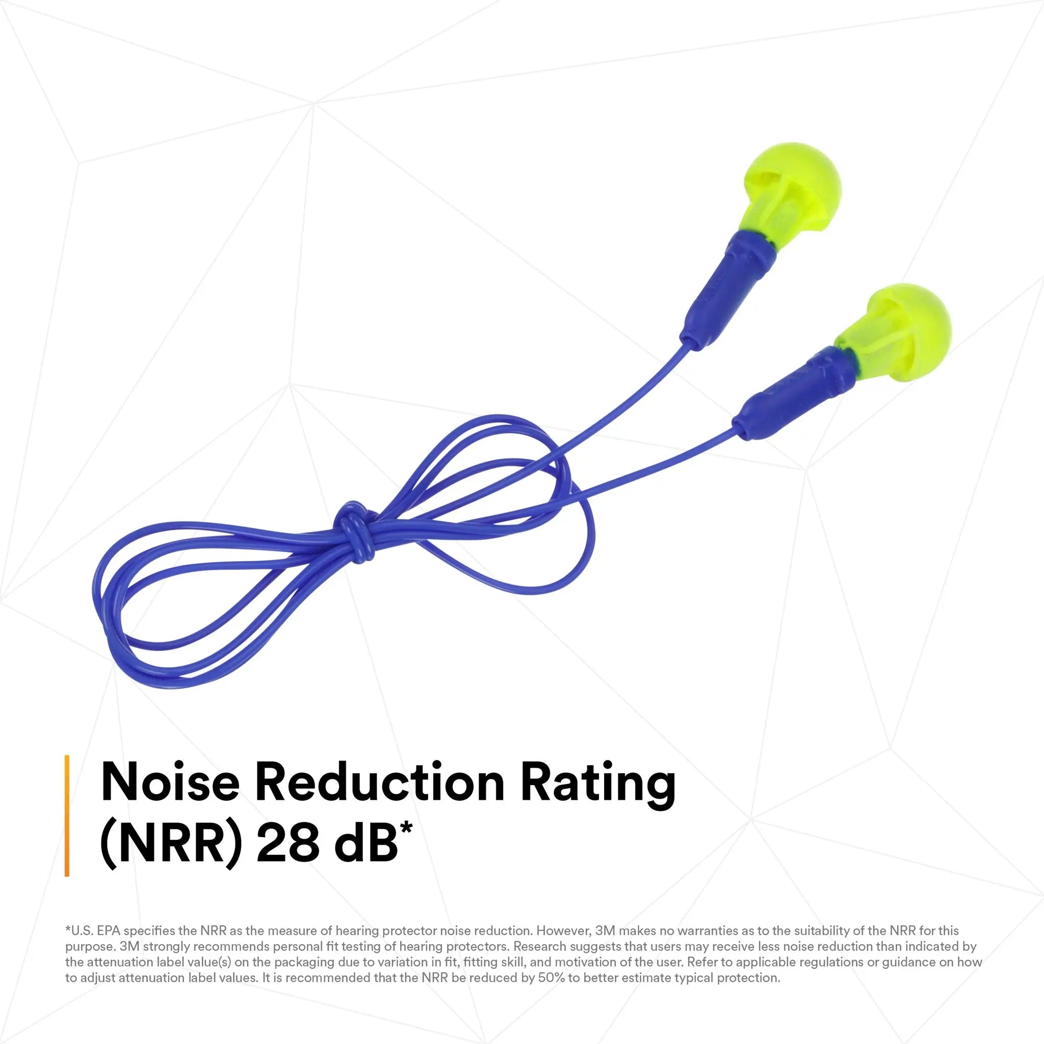 3M E-A-R Push-Ins 318-1001 Corded Earplugs, NRR 28 dB