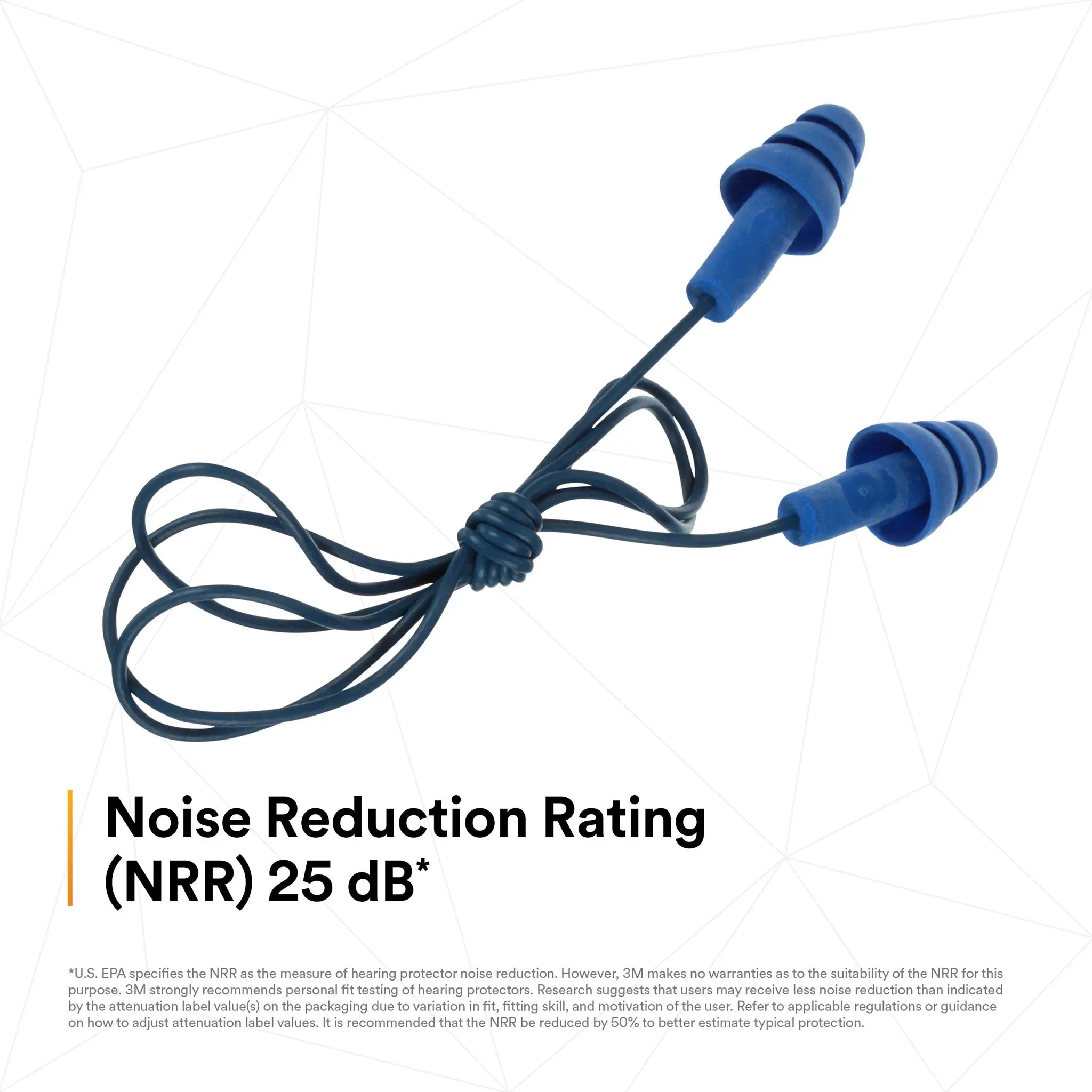 3M E-A-R 340-4007 UltraFit Earplugs, Metal Detectable, Corded, NRR 25 dB