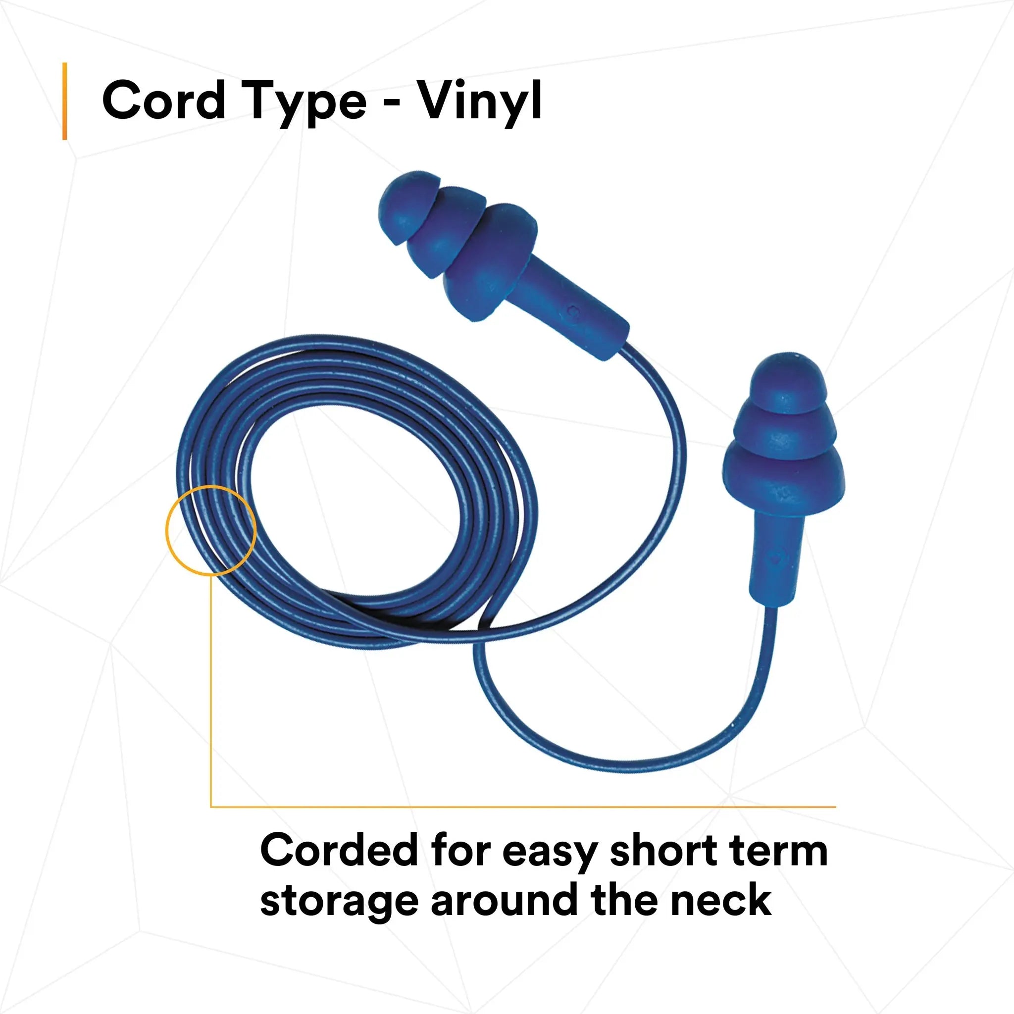 3M E-A-R 340-4007 UltraFit Earplugs, Metal Detectable, Corded, vinyl cord type