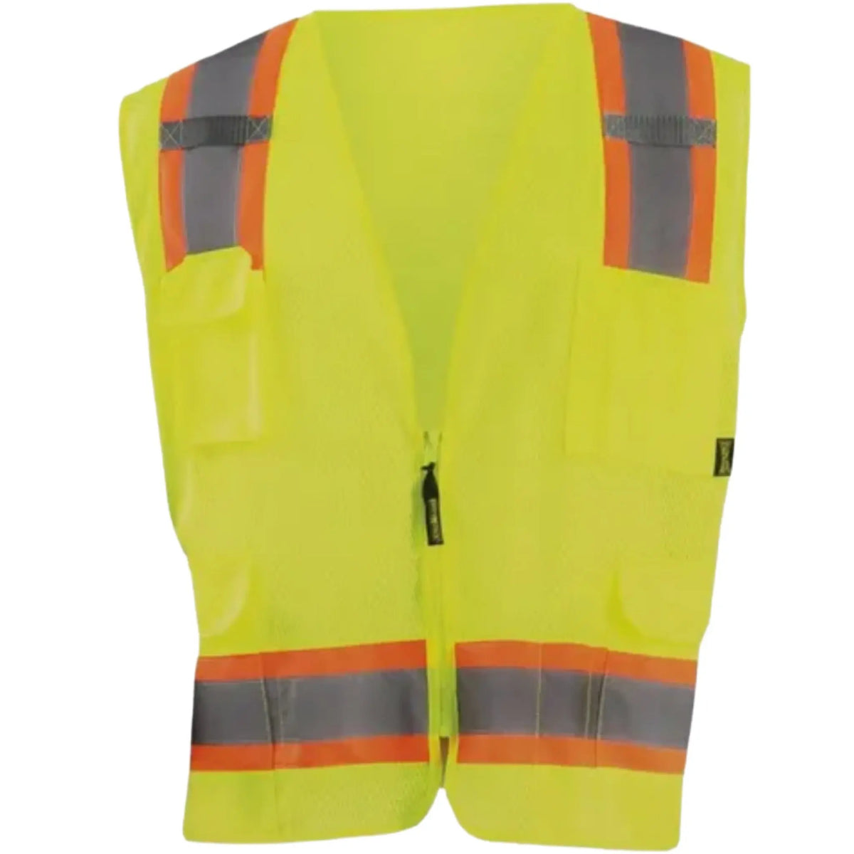 Value Two-Tone Surveyor Mesh Vest, yellow, front