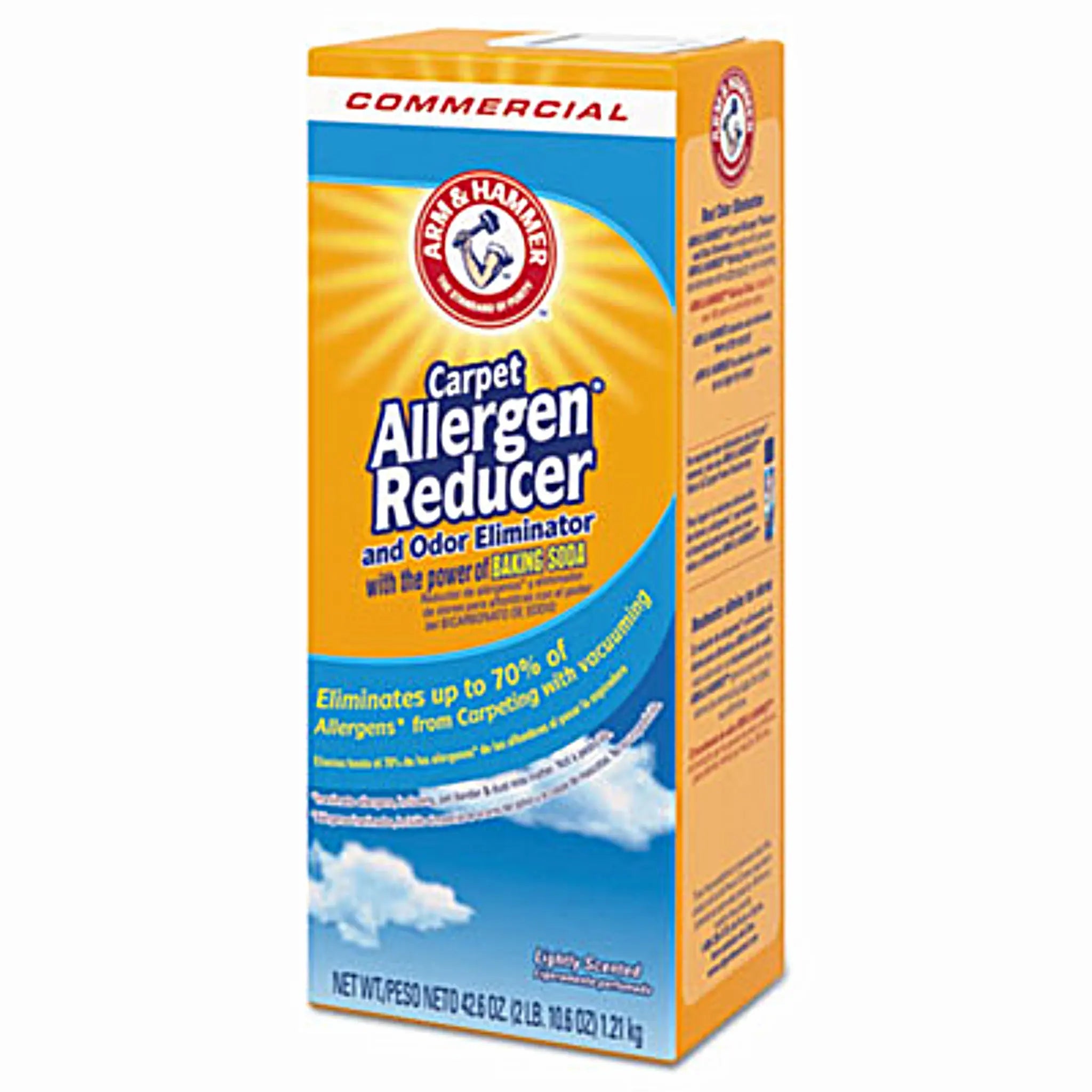 CHURCH & DWIGHT CO., INC Arm & Hammer CDC3320084113 Carpet and Room Allergen Reducer and Odor Eliminator, 42.6 oz Shaker Box, Side View